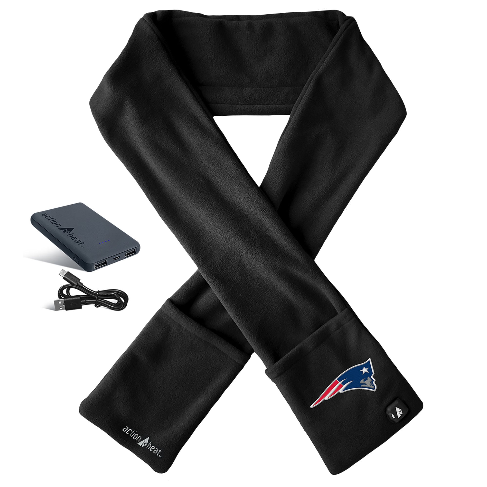 ActionHeat Black New England Patriots 5V Battery Heated Scarf ActionHeat Black New England Patriots 5V Battery Heated Scarf