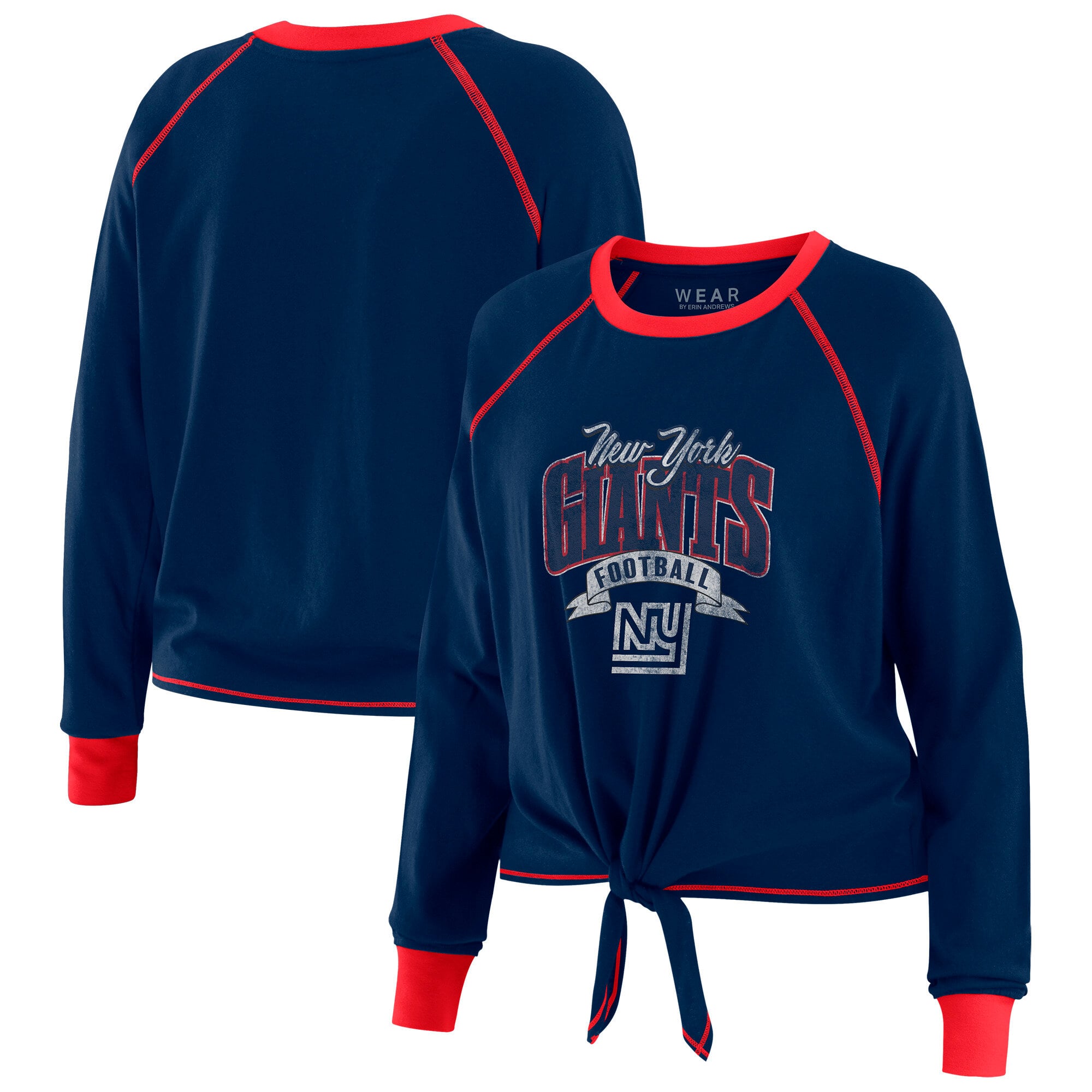 Women’s WEAR by Erin Andrews Royal/Red New York Giants Plus Size Tie-Front Long Sleeve Top Women’s WEAR by Erin Andrews Royal/Red New York Giants Plus Size Tie-Front Long Sleeve Top