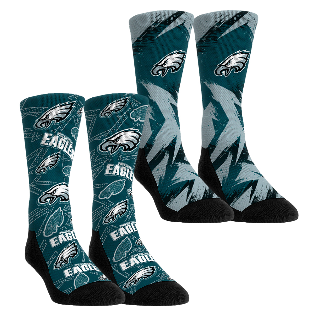 Unisex Rock Em Teal Philadelphia Eagles Gameday Two-Pack Crew Socks Set