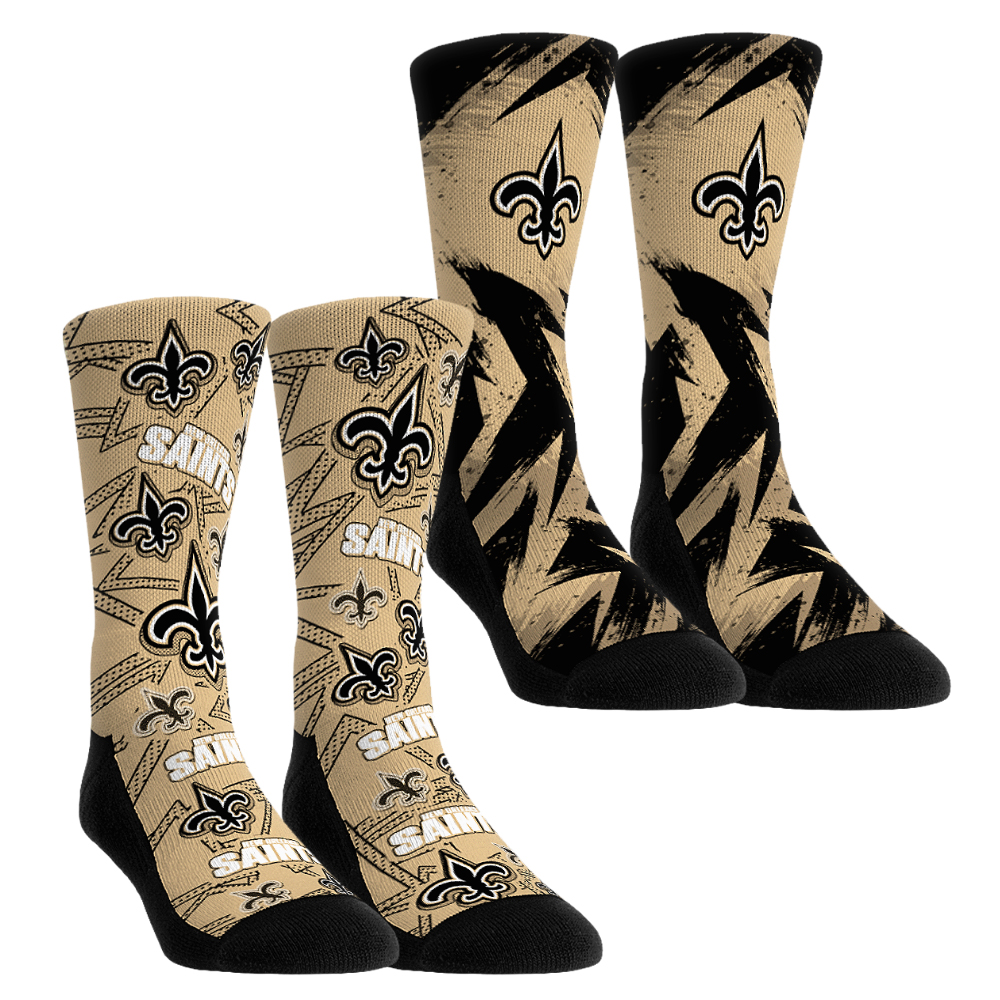 Unisex Rock Em Gold New Orleans Saints Gameday Two-Pack Crew Socks Set
