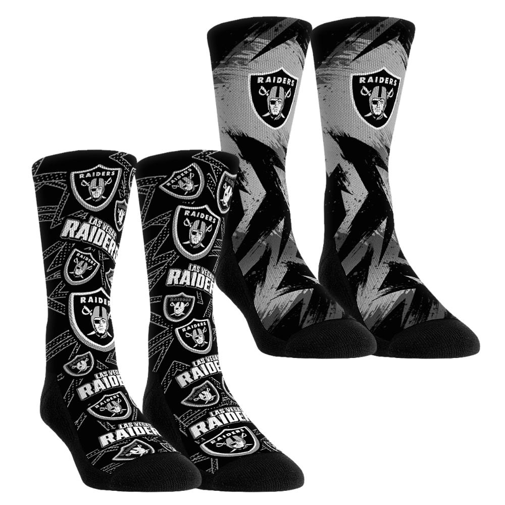 Unisex Rock Em Black Las Vegas Raiders Gameday Two-Pack Crew Socks Set