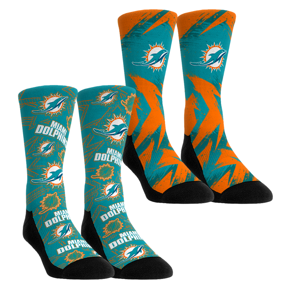 Unisex Rock Em Blue Miami Dolphins Gameday Two-Pack Crew Socks Set