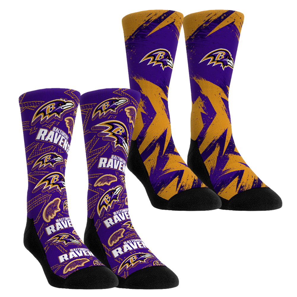 Unisex Rock Em Purple Baltimore Ravens Gameday Two-Pack Crew Socks Set