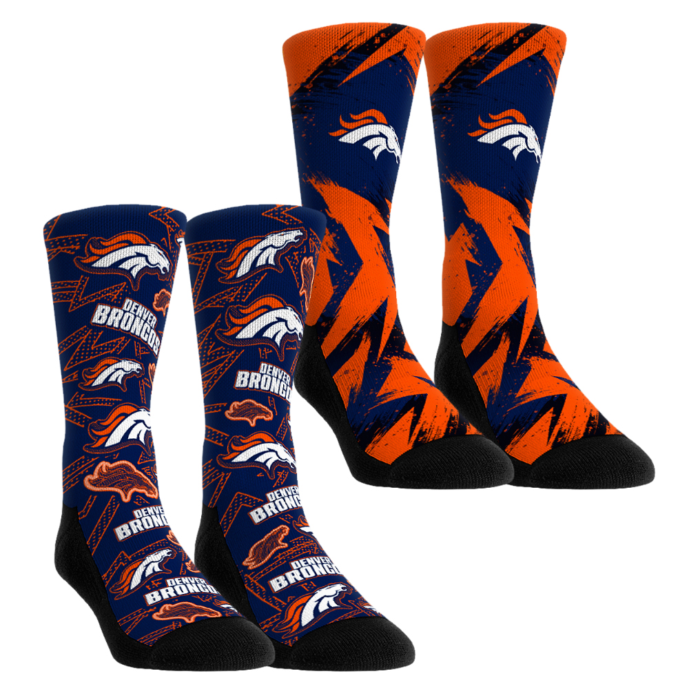 Unisex Rock Em Orange Denver Broncos Gameday Two-Pack Crew Socks Set