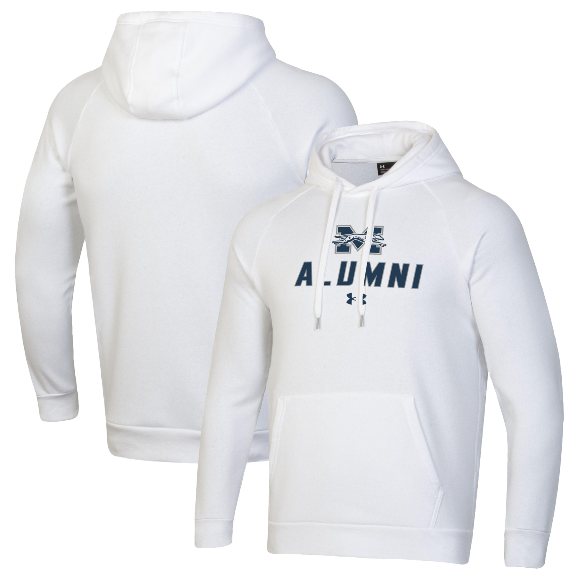 Men’s Under Armour White Moravian Greyhounds Alumni Rival Fleece Pullover Hoodie Men’s Under Armour White Moravian Greyhounds Alumni Rival Fleece Pullover Hoodie