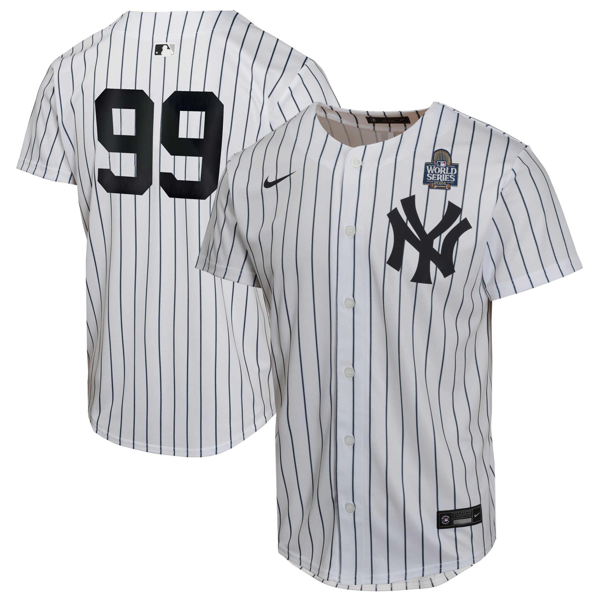 Youth Nike Aaron Judge White New York Yankees 2024 World Series Home Game Player Jersey: retailer-supplied image