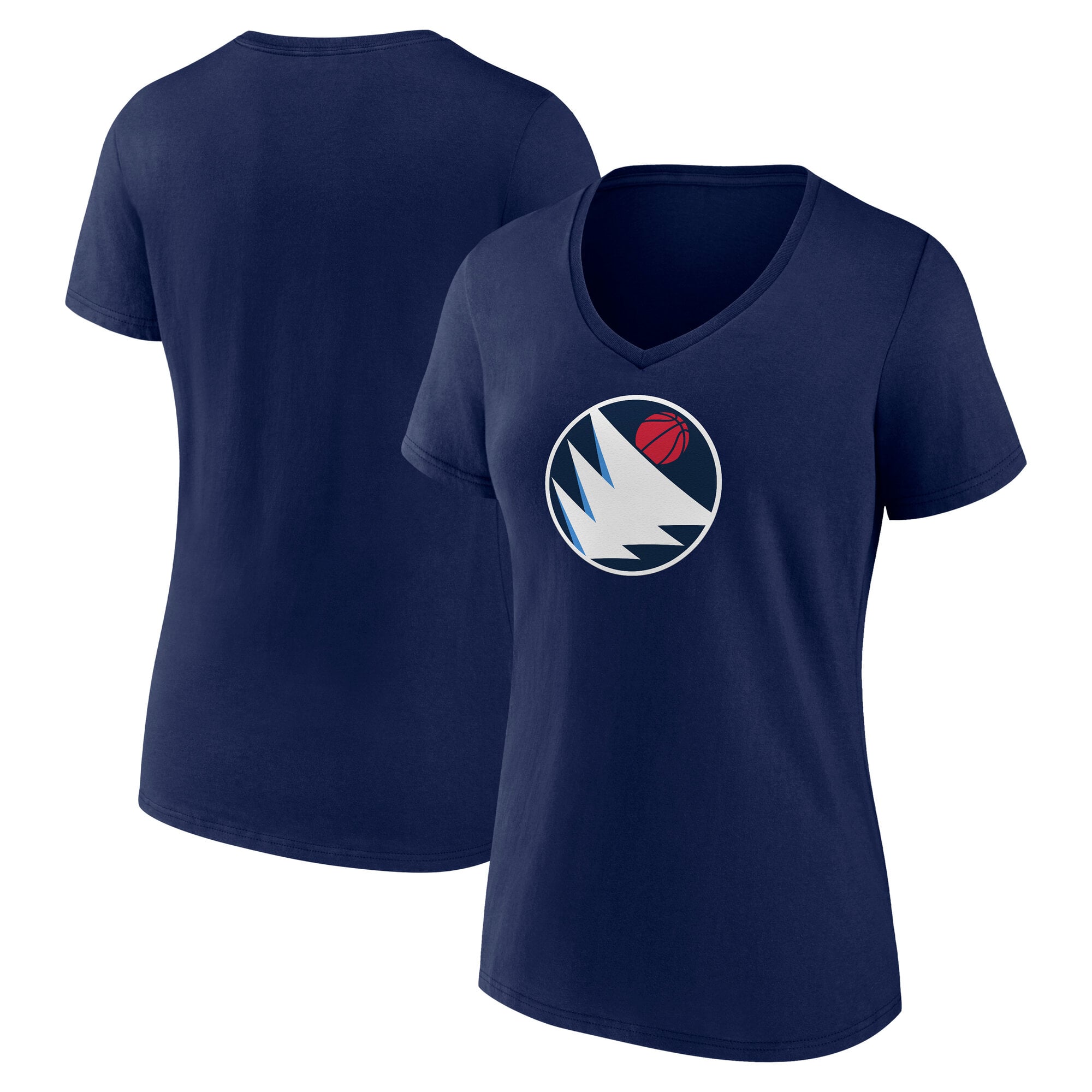 Women's Navy San Diego Clippers Primary Logo V-Neck T-Shirt