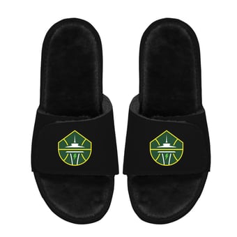 Unisex ISlide  Black Seattle Storm Logo Faux Fur Slide Sandals