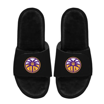 Unisex ISlide  Black Los Angeles Sparks Logo Faux Fur Slide Sandals