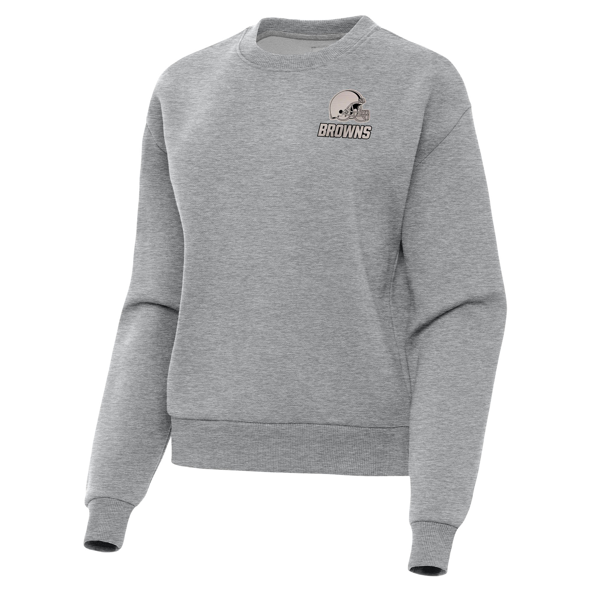 Women's Antigua Heather Gray Cleveland Browns Victory Pullover Sweatshirt