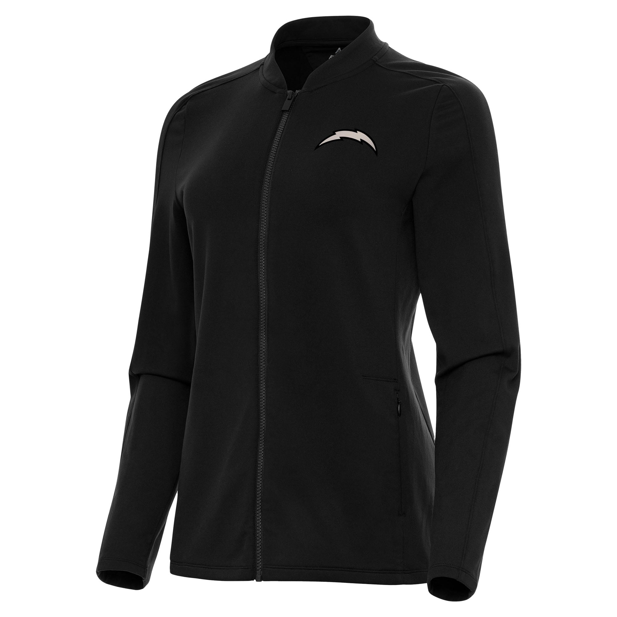 Women's Antigua  Black Los Angeles Chargers Continual Full-Zip Jacket