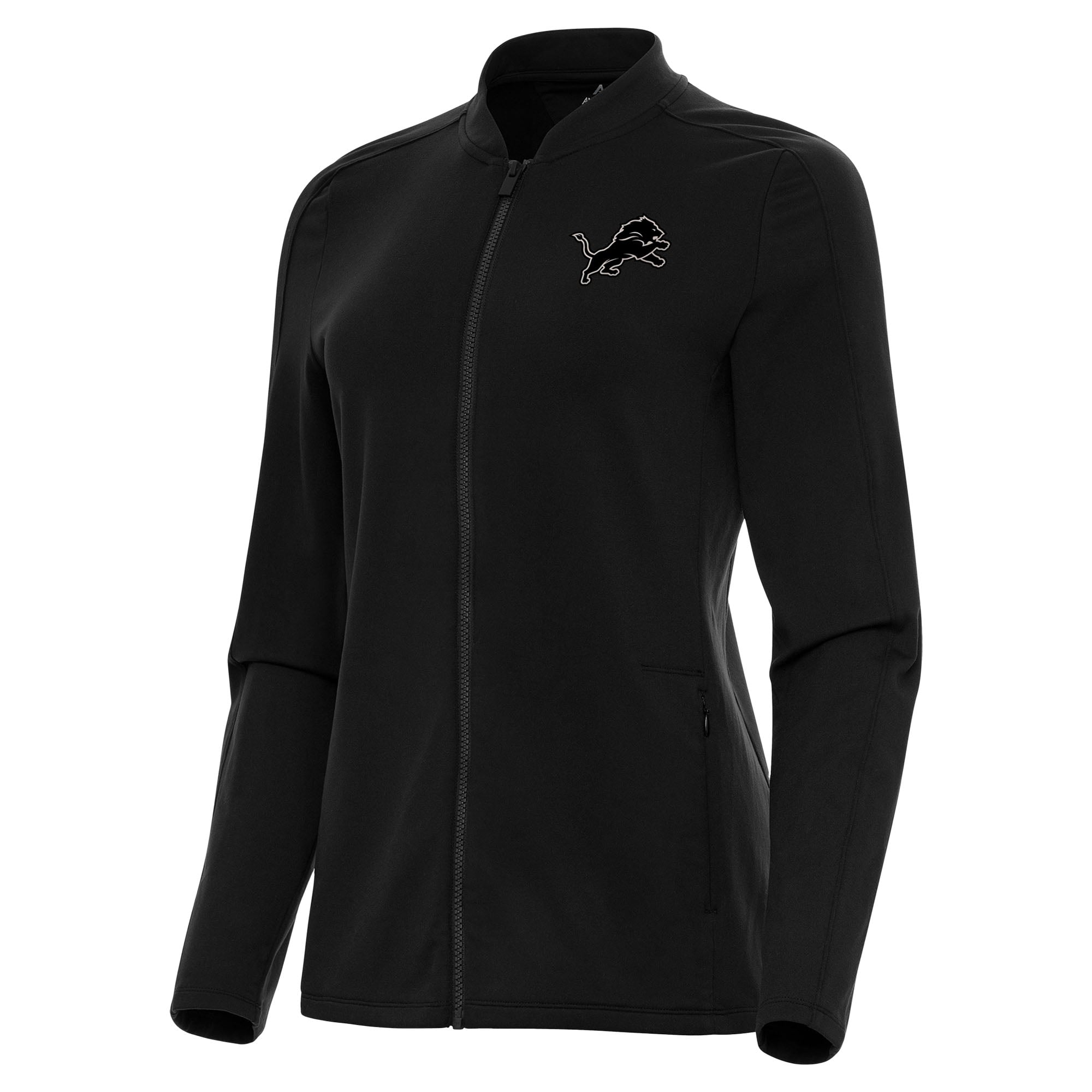 Women's Antigua Black Detroit Lions Continual Full-Zip Jacket