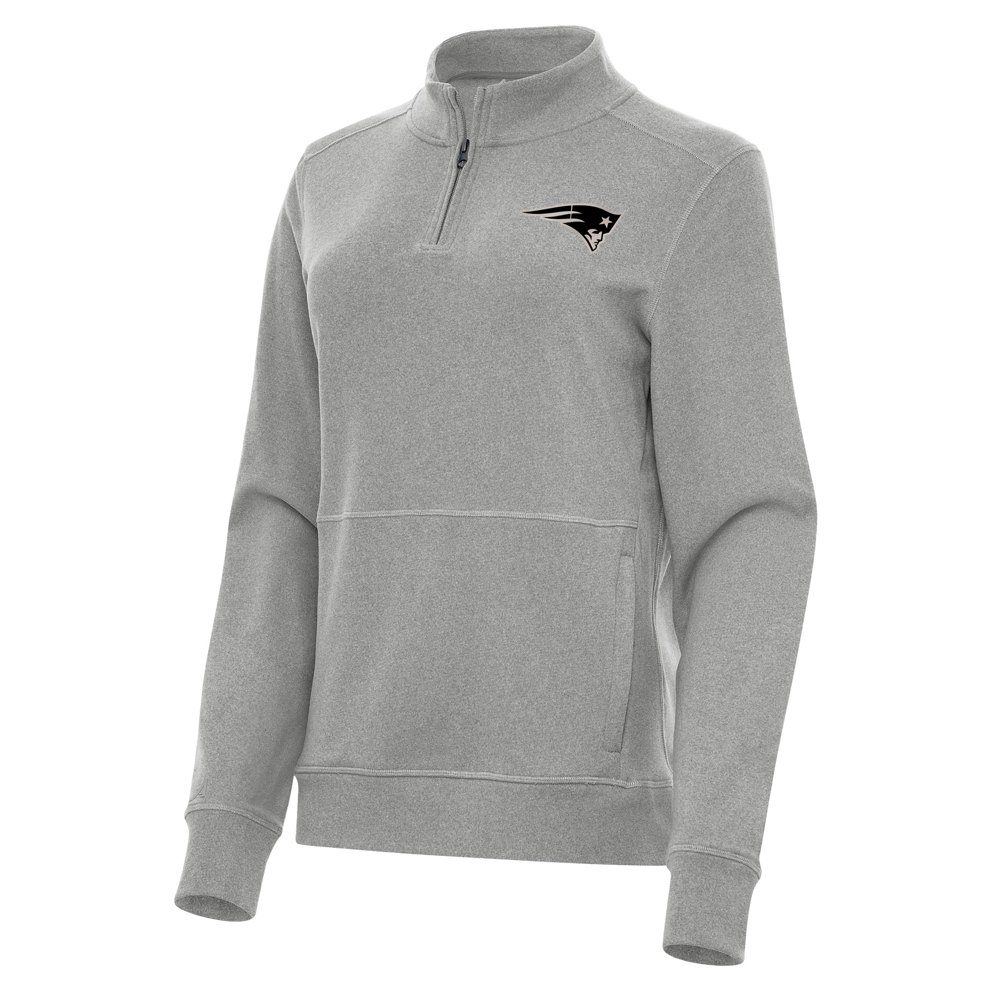 Women's Antigua Heather Gray New England Patriots Crush Quarter-Zip Top
