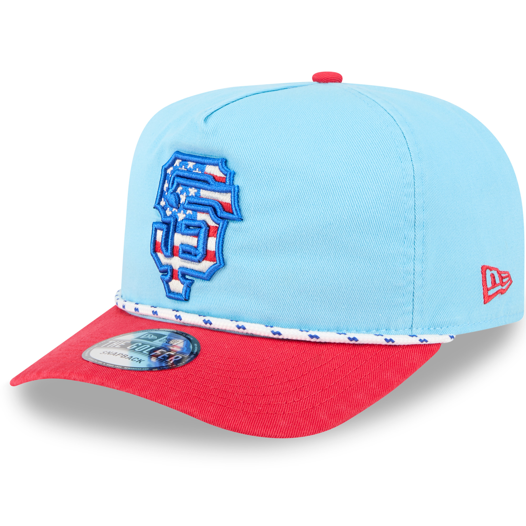 Men’s New Era Light Blue/Red San Francisco Giants 2025 Fourth of July Golfer Snapback Hat Men’s New Era Light Blue/Red San Francisco Giants 2025 Fourth of July Golfer Snapback Hat