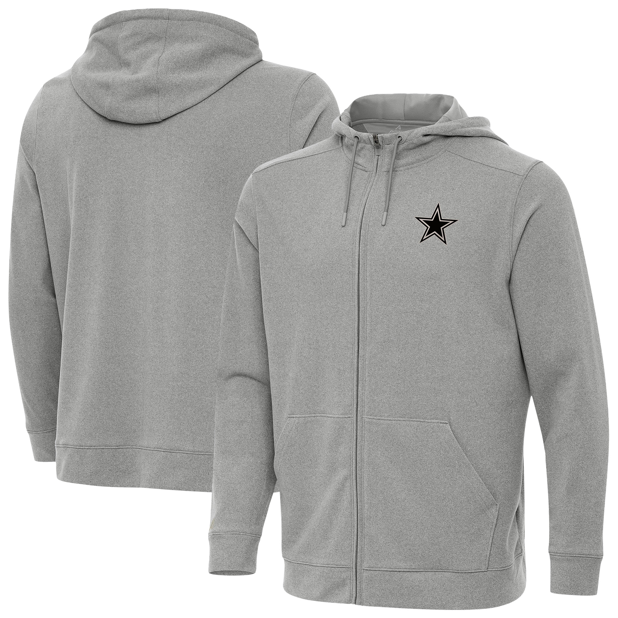 Men's Antigua Heather Gray Dallas Cowboys Effortless Full-Zip Hoodie Jacket