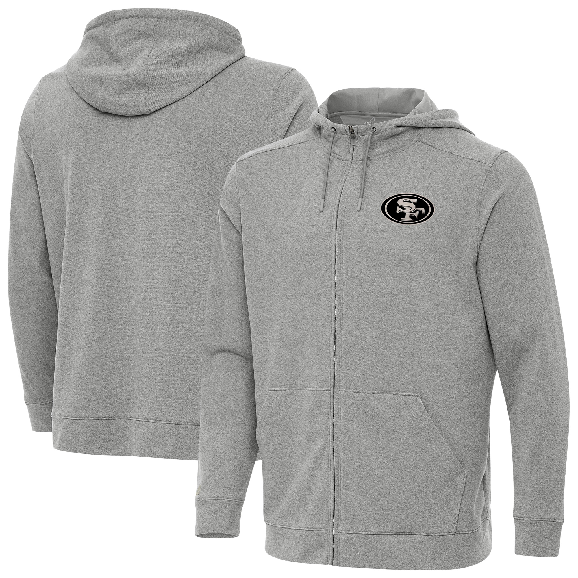 Men's Antigua Heather Gray San Francisco 49ers Effortless Full-Zip Hoodie Jacket