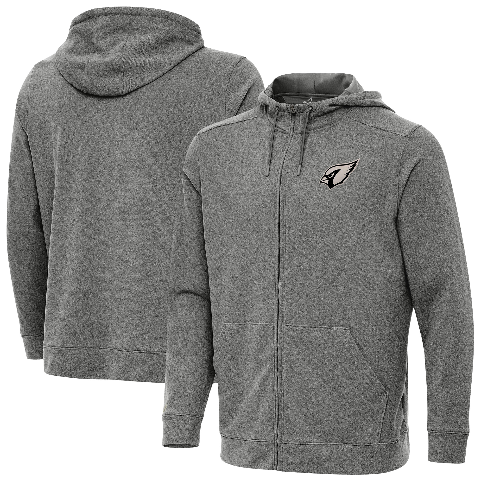 Men's Antigua Heather Black Arizona Cardinals Effortless Full-Zip Hoodie Jacket