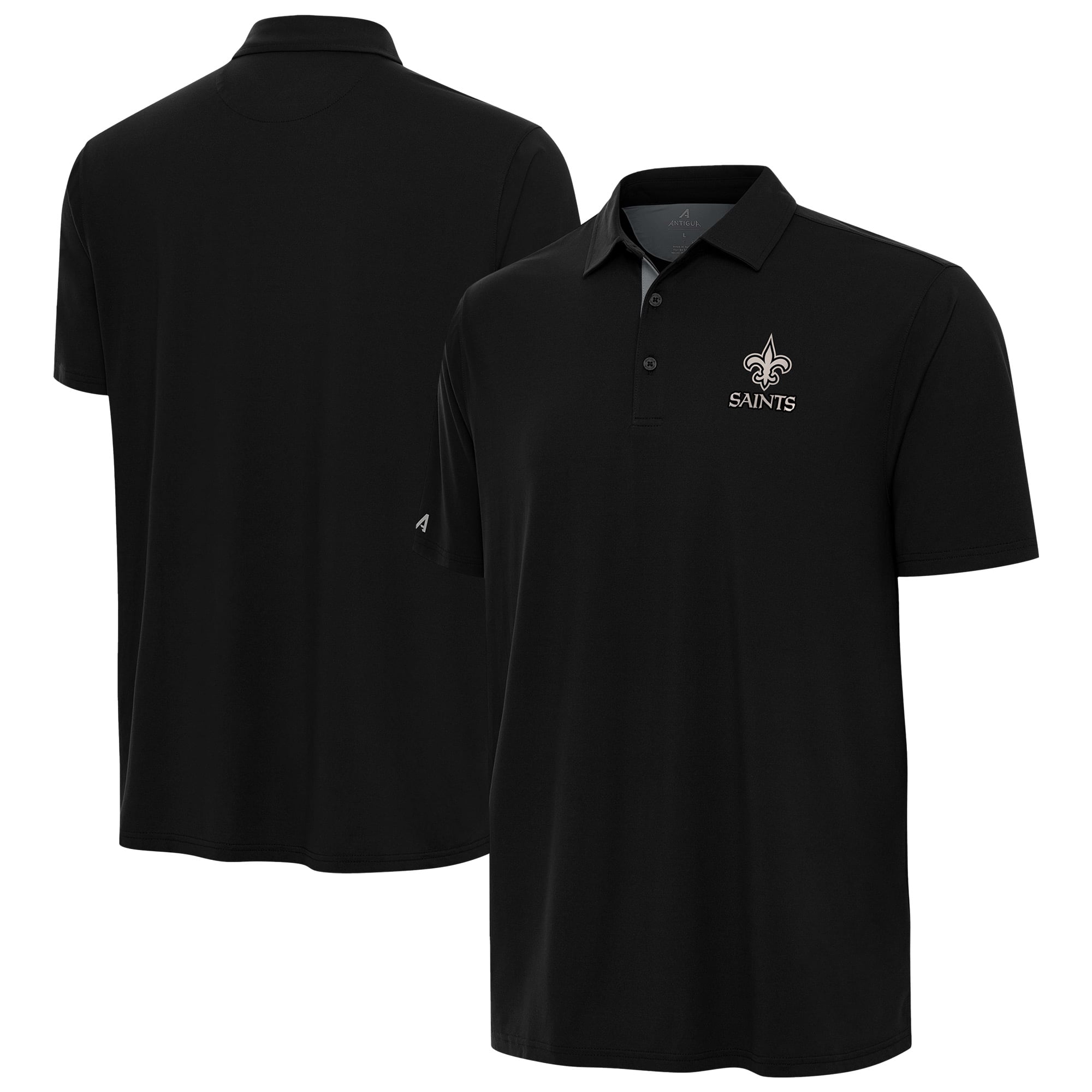 Men’s Antigua Black New Orleans Saints Era Polo Men’s Antigua Black New Orleans Saints Era Polo
