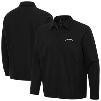 Men's Antigua Black Los Angeles Chargers Pivot Full-Zip Jacket