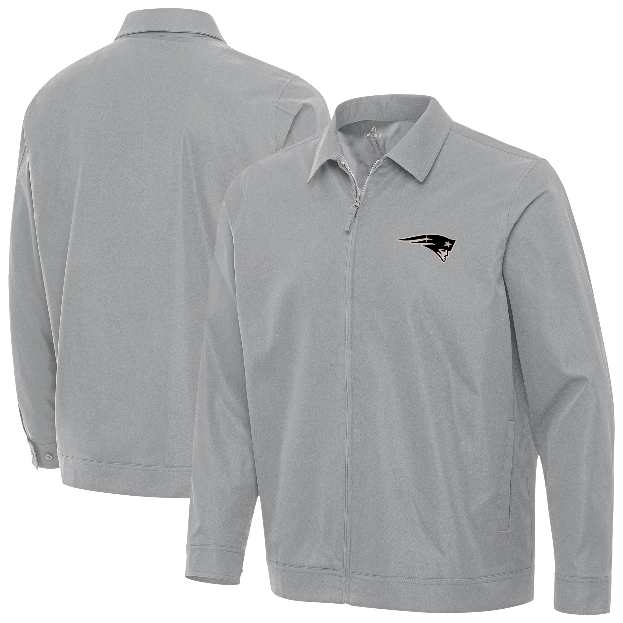 Men's Antigua Gray New England Patriots Pivot Full-Zip Jacket