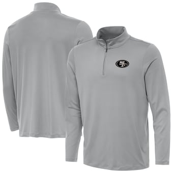 Men's Antigua  Gray San Francisco 49ers Reprocess Quarter-Zip Top