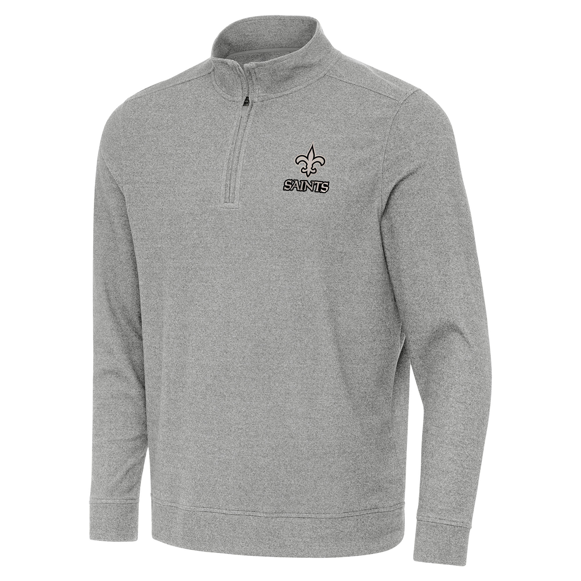 Men's Antigua Heather Gray New Orleans Saints Subtle Quarter-Zip Top
