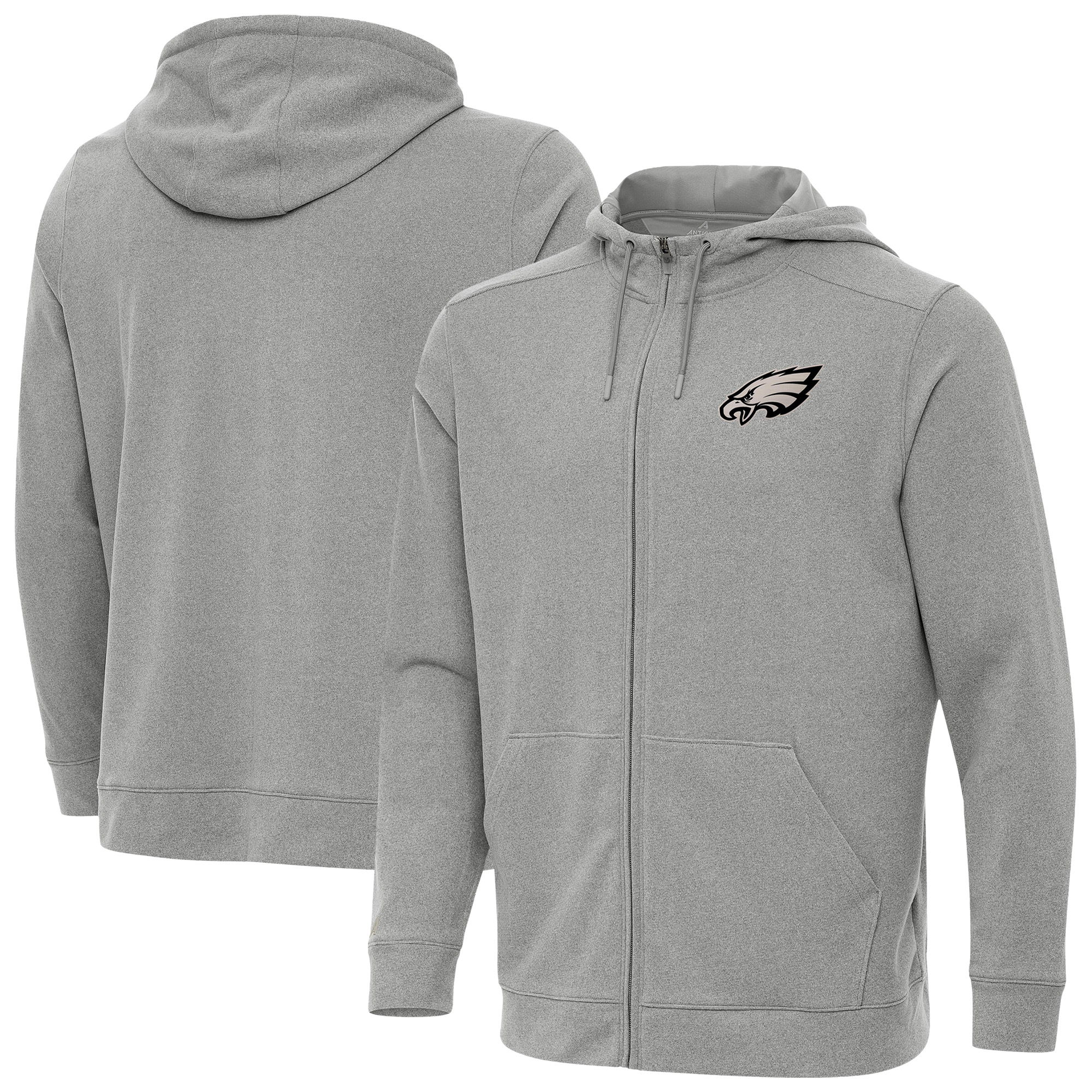 Men's Antigua Heather Gray Philadelphia Eagles Effortless Full-Zip Hoodie Jacket