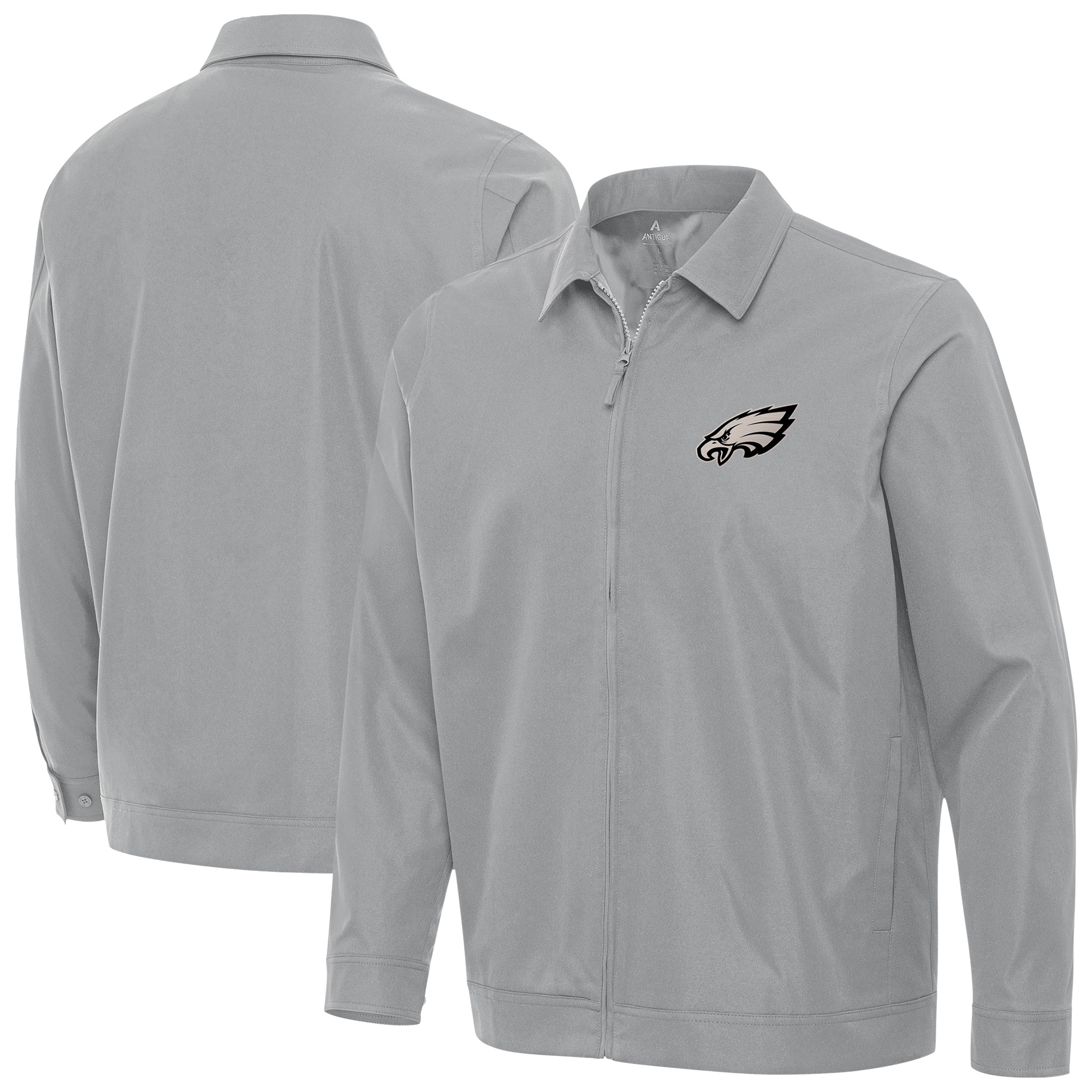 Men's Antigua Gray Philadelphia Eagles Pivot Full-Zip Jacket