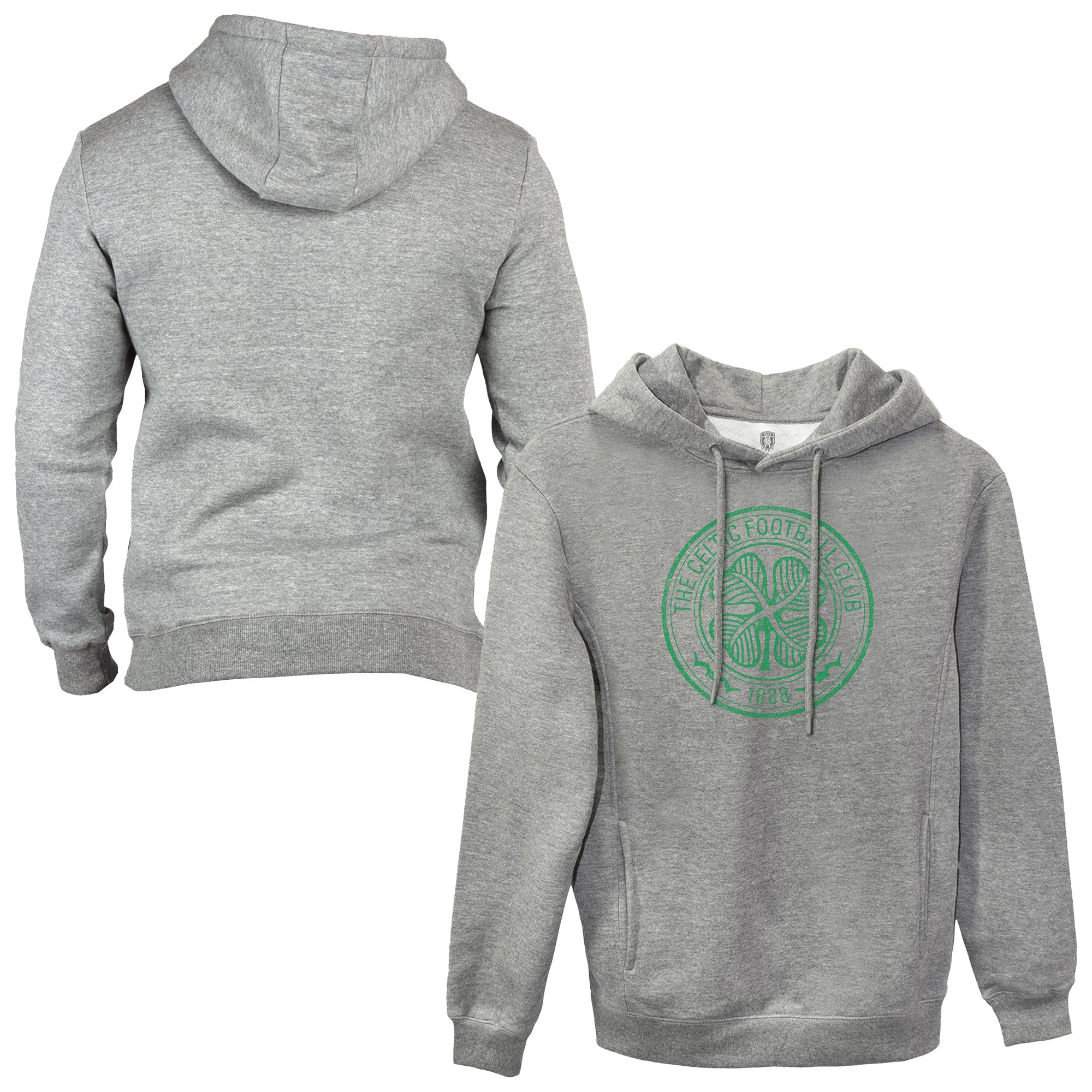 Men's 1863FC Heather Gray Celtic Monochrome Badge Fleece Pullover Hoodie
