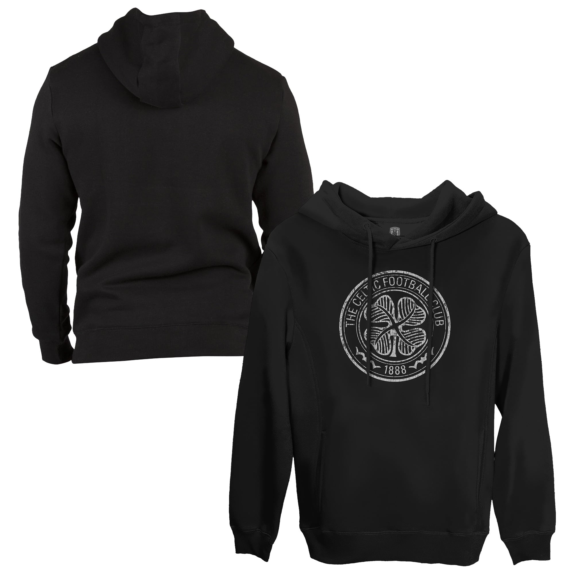Men's 1863FC Black Celtic Monochrome Badge Fleece Pullover Hoodie