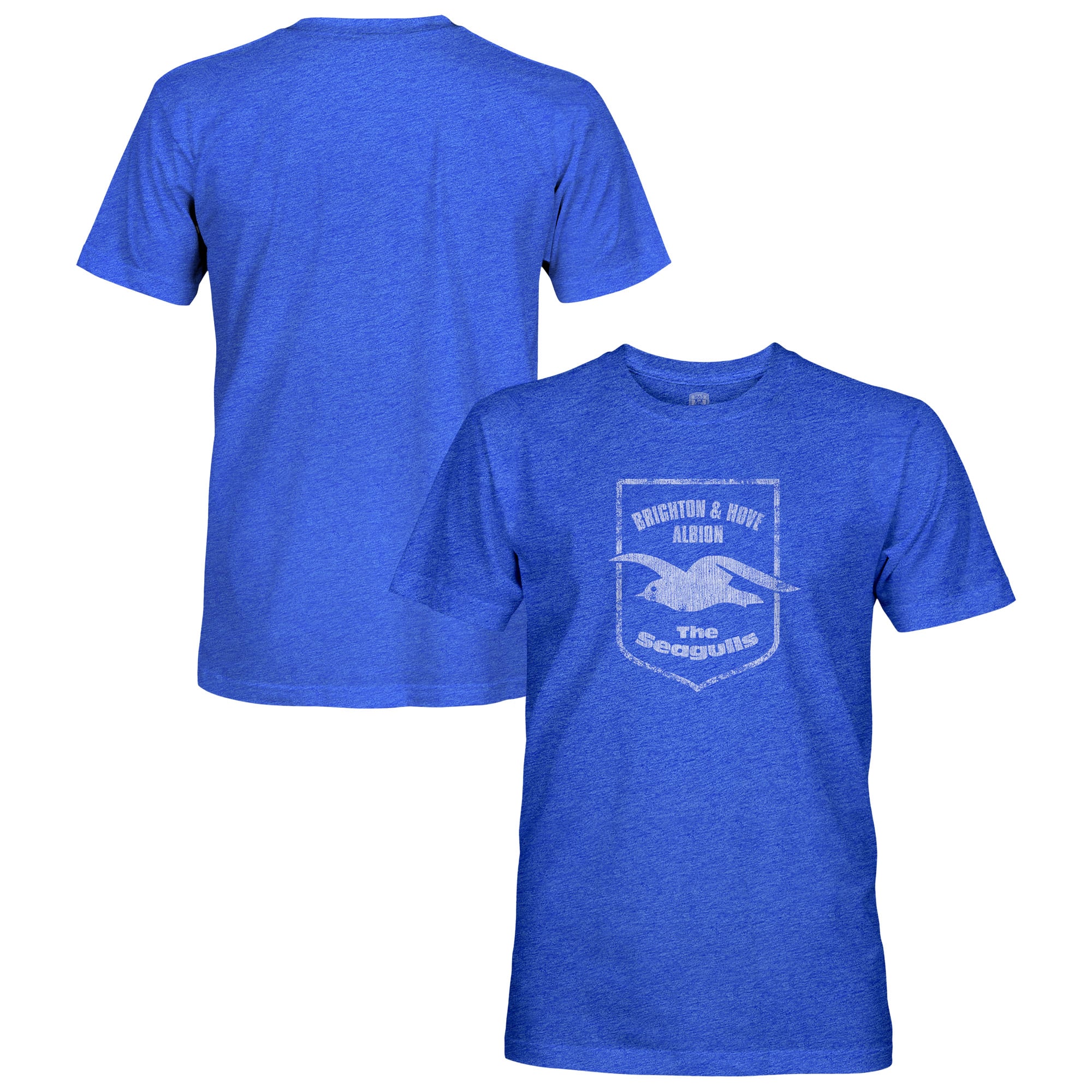 Men's 1863FC Blue Brighton and Hove Albion Retro Monochrome Badge Vintage Tri-Blend T-Shirt