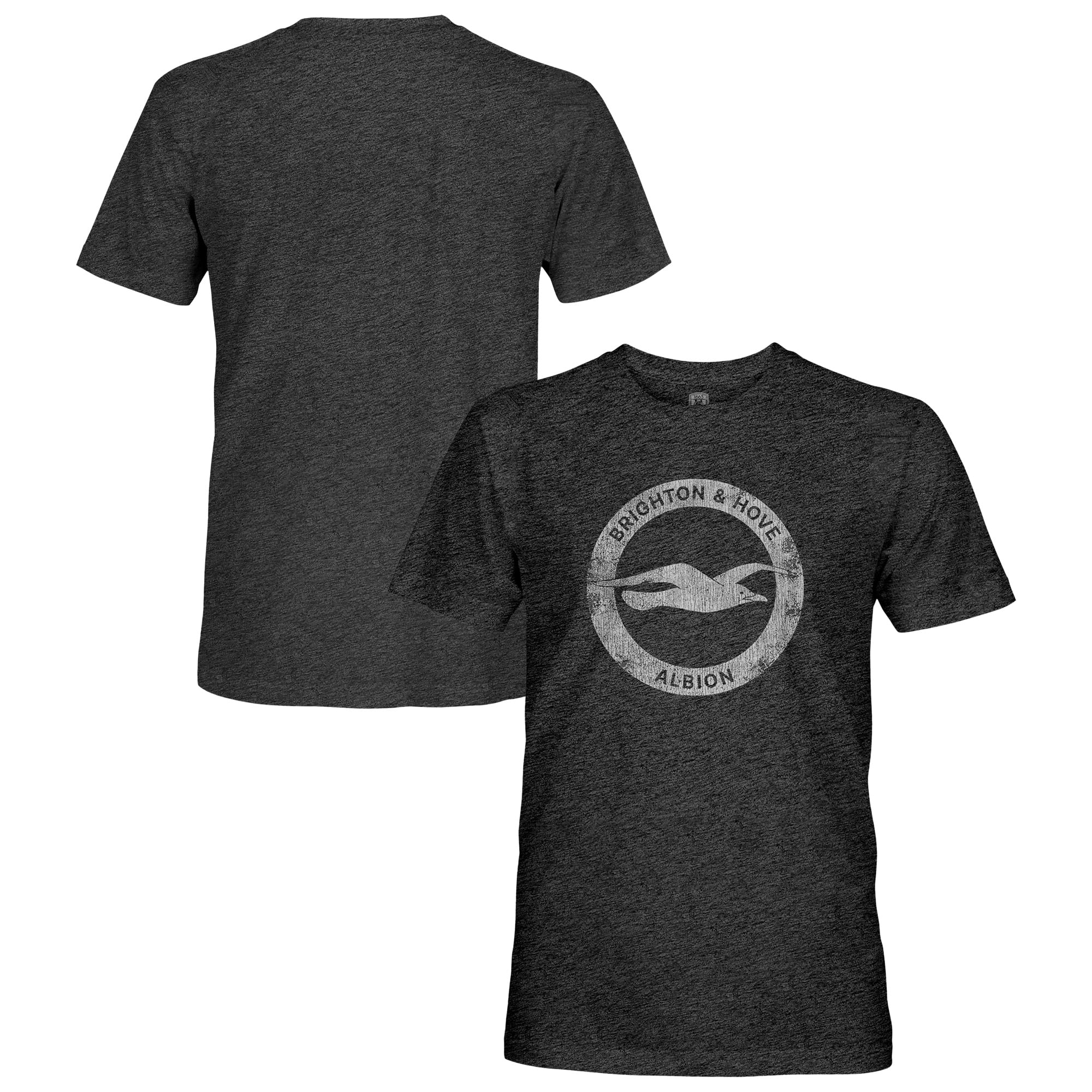 Men's 1863FC Black Brighton and Hove Albion Monochrome Badge Vintage Tri-Blend T-Shirt