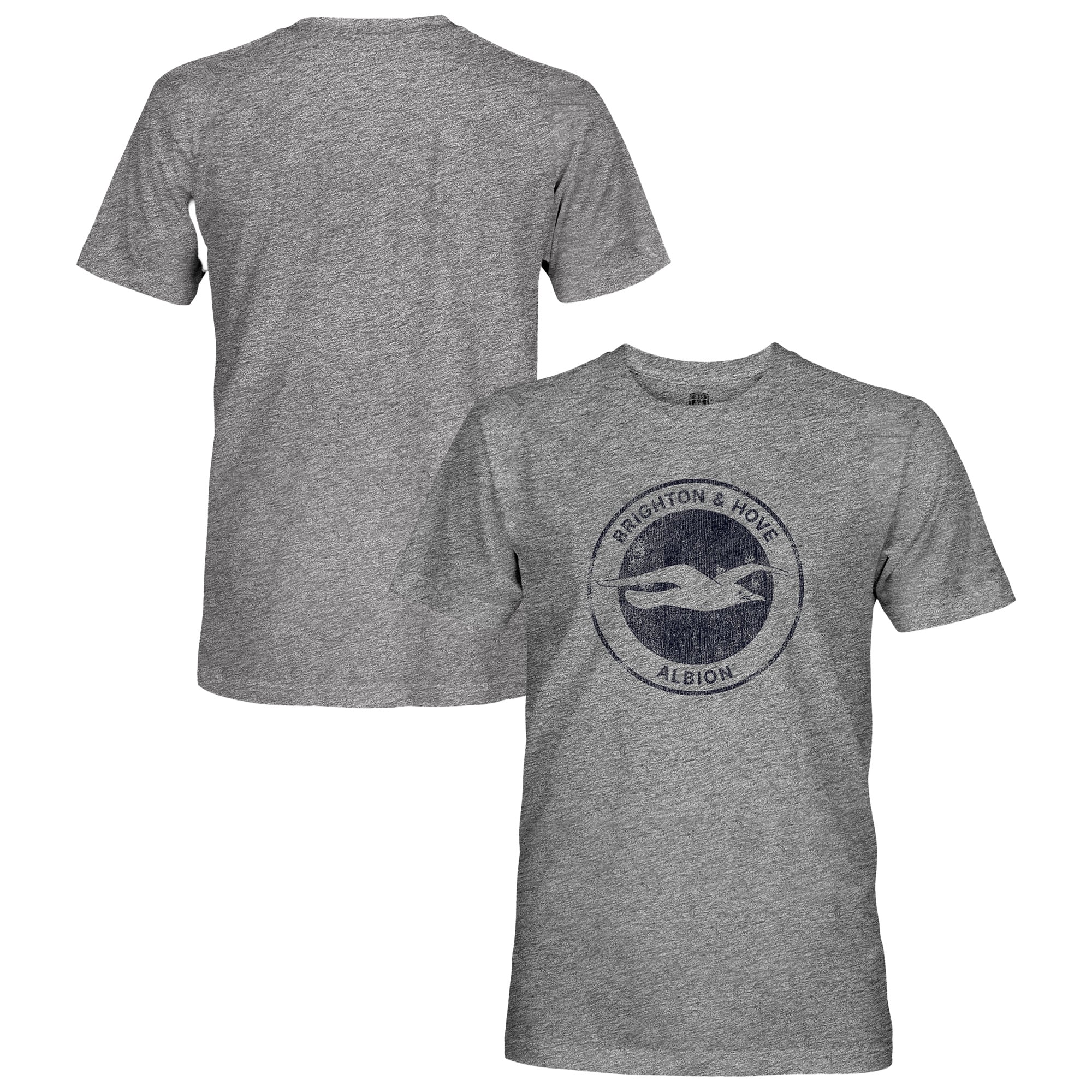 Men's 1863FC  Heather Gray Brighton and Hove Albion Monochrome Badge Vintage Tri-Blend T-Shirt