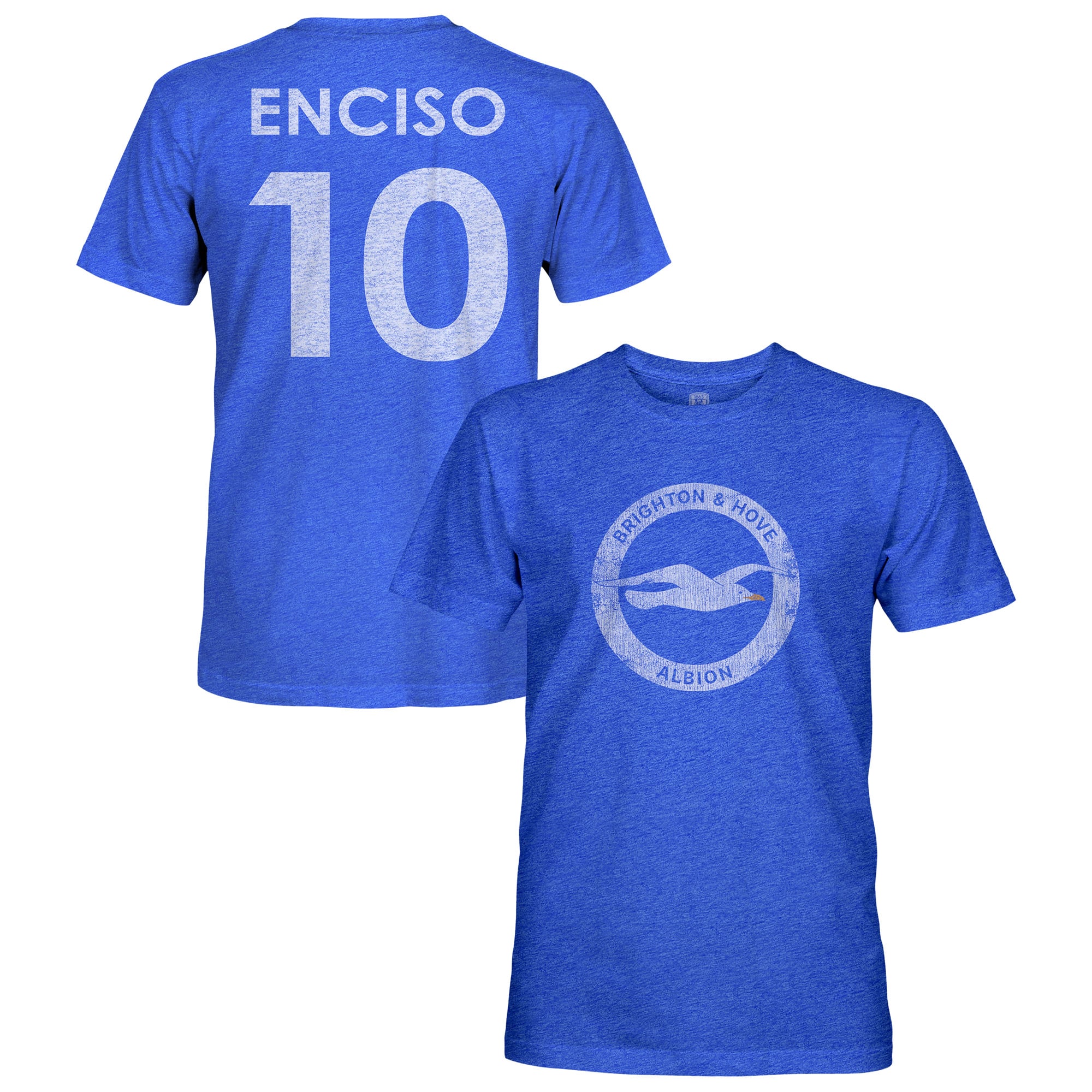 Men's 1863FC Julio Enciso Blue Brighton and Hove Albion Player Name & Number Vintage Tri-Blend T-Shirt