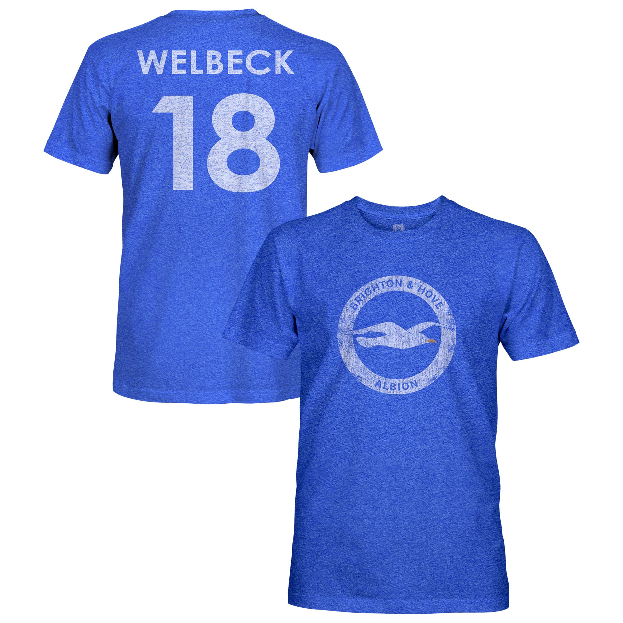 Men's 1863FC Danny Welbeck Blue Brighton and Hove Albion Player Name & Number Vintage Tri-Blend T-Shirt