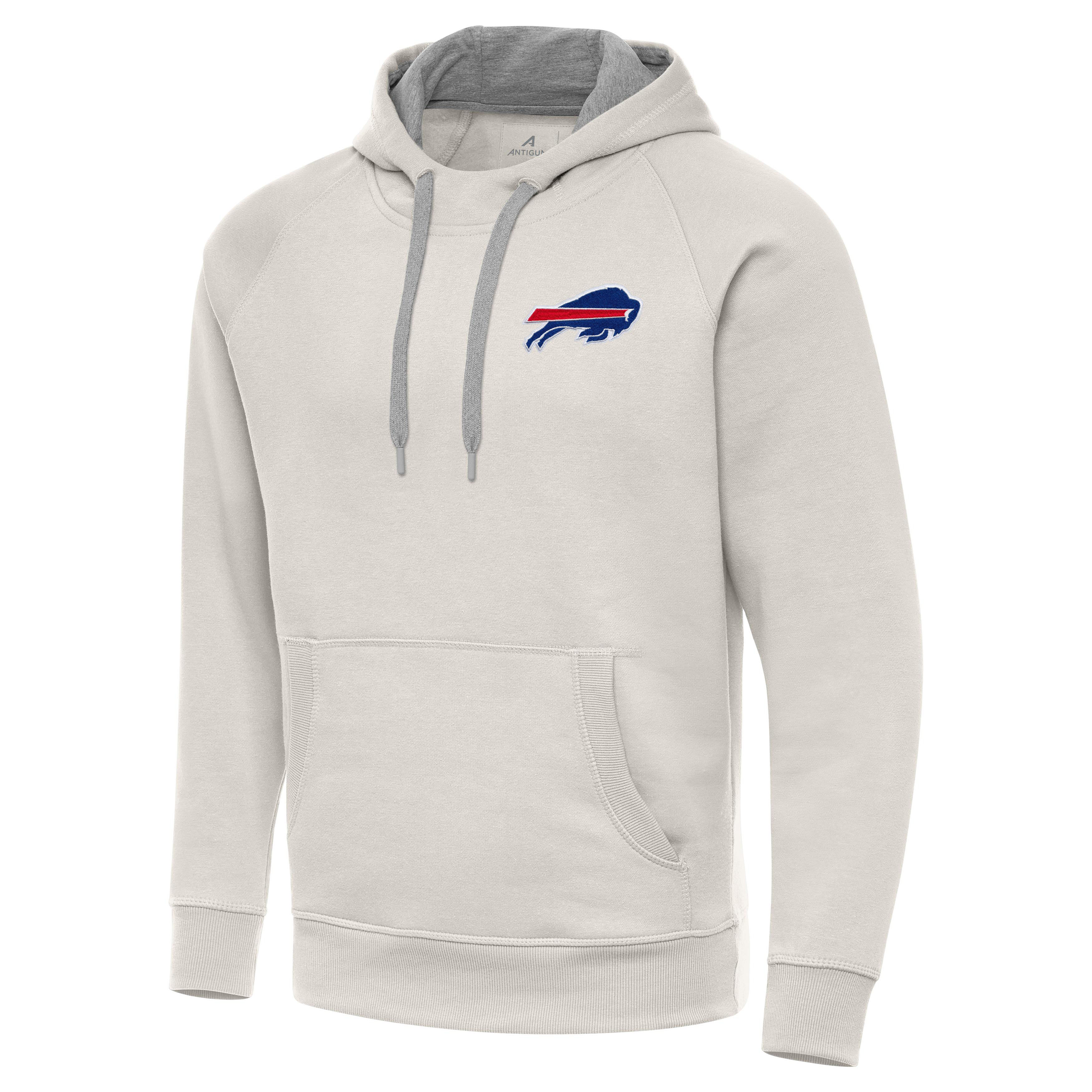 Men's Antigua Cream Buffalo Bills Victory Raglan Pullover Hoodie