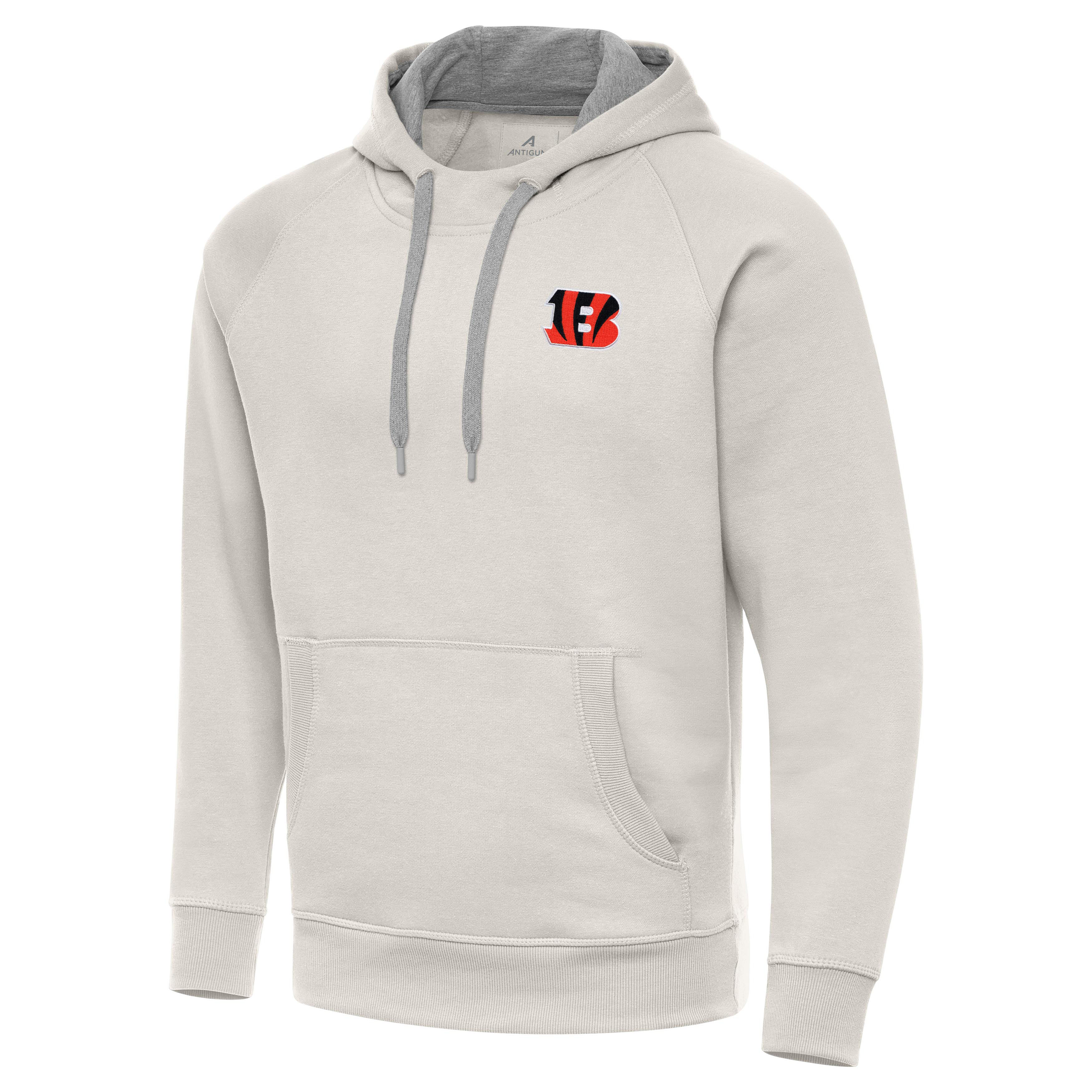 Men's Antigua Cream Cincinnati Bengals Victory Raglan Pullover Hoodie