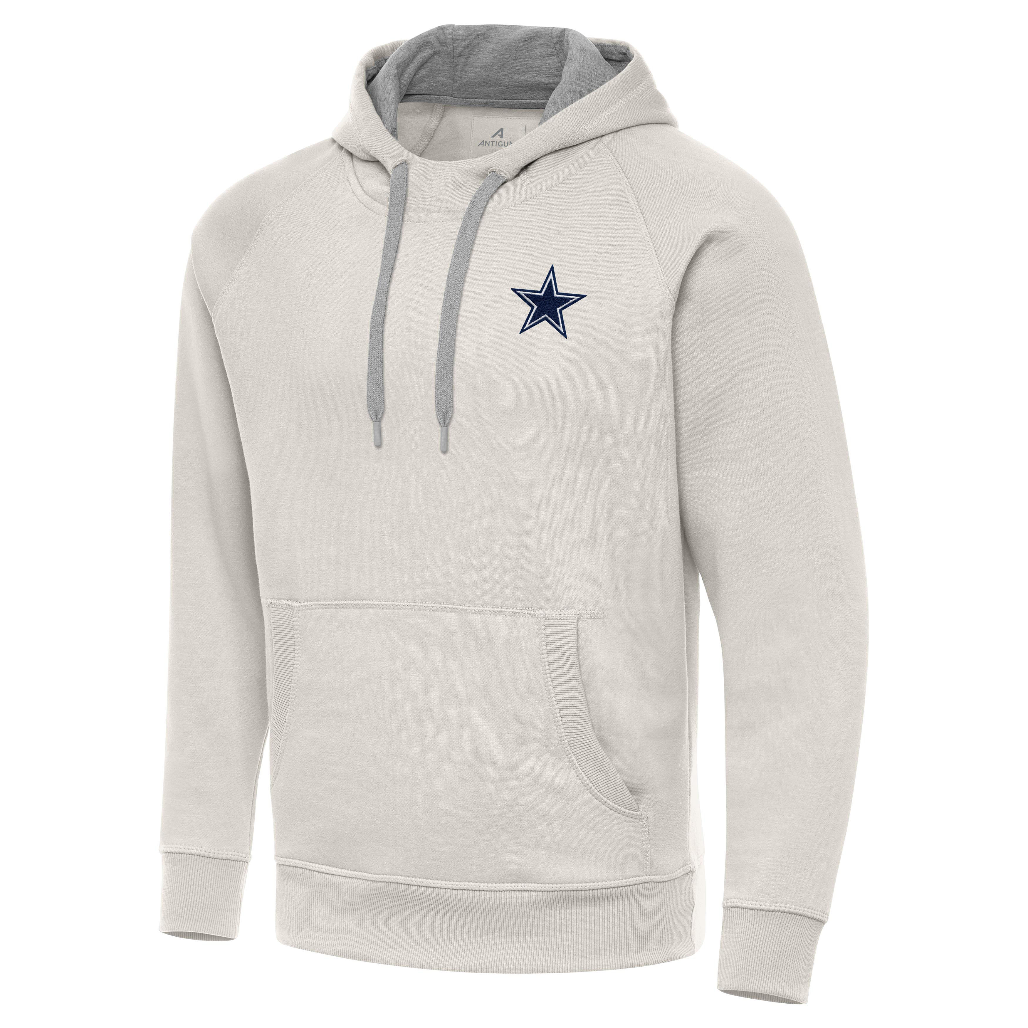 Men's Antigua Cream Dallas Cowboys Victory Raglan Pullover Hoodie