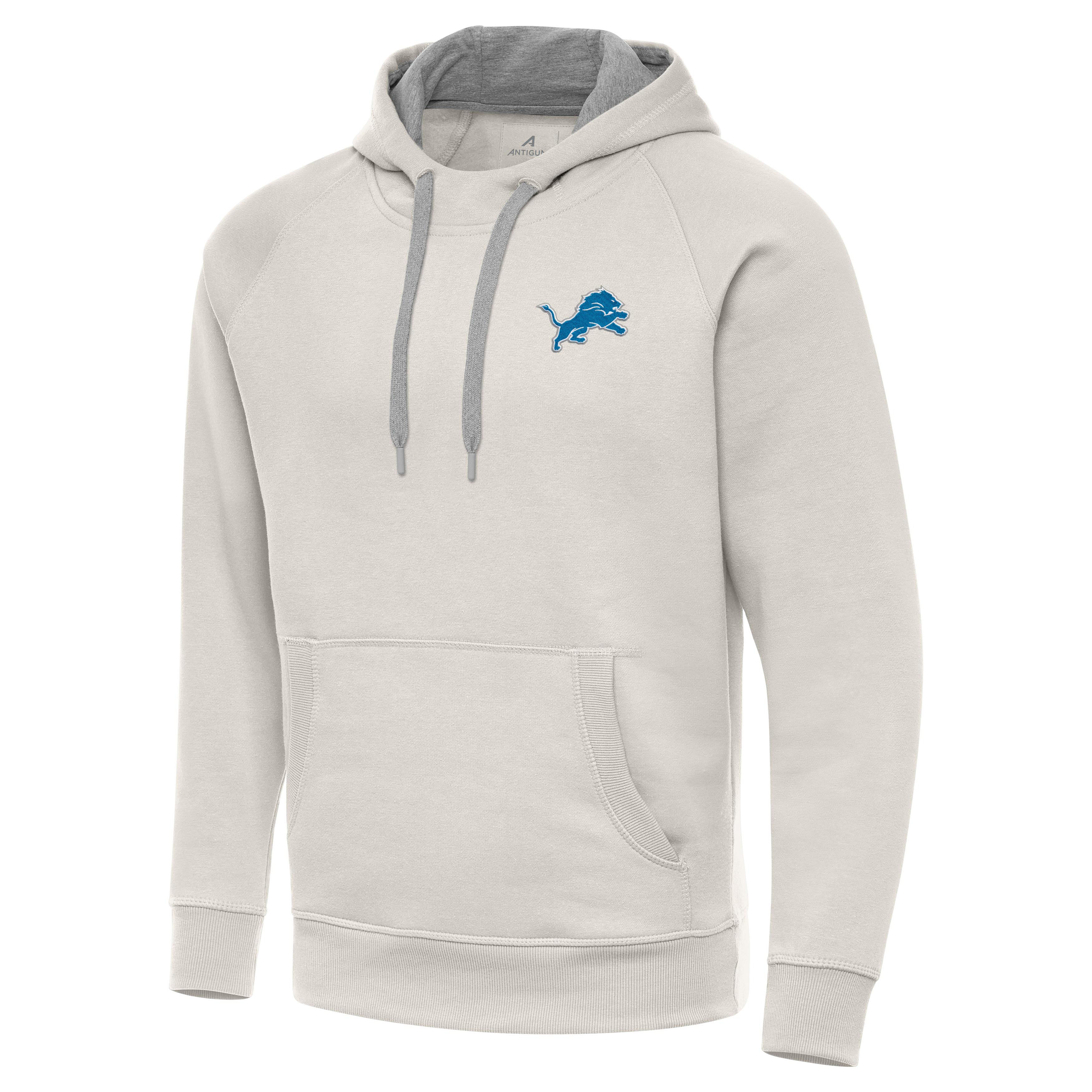 Men's Antigua Cream Detroit Lions Victory Raglan Pullover Hoodie