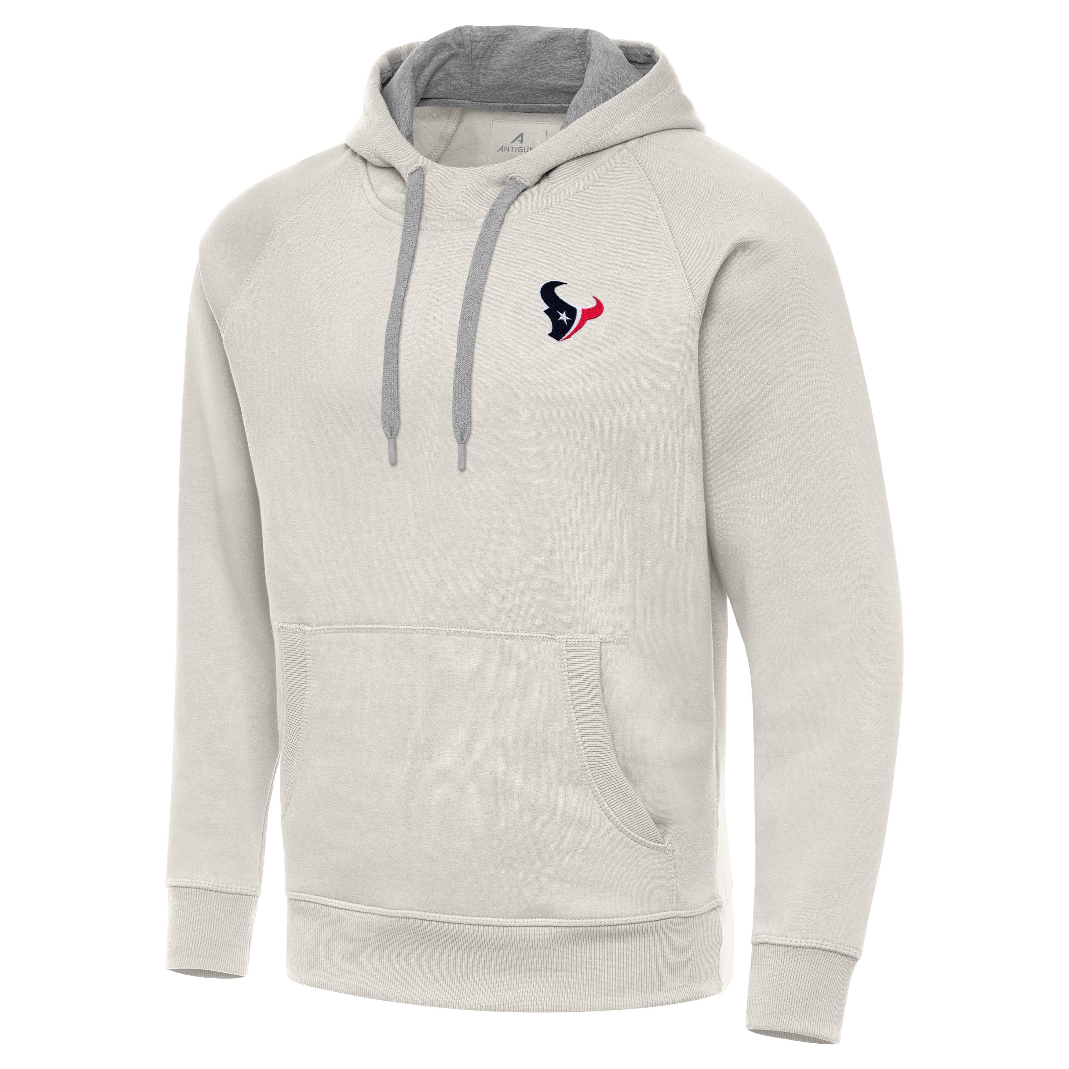 Men's Antigua Cream Houston Texans Victory Raglan Pullover Hoodie