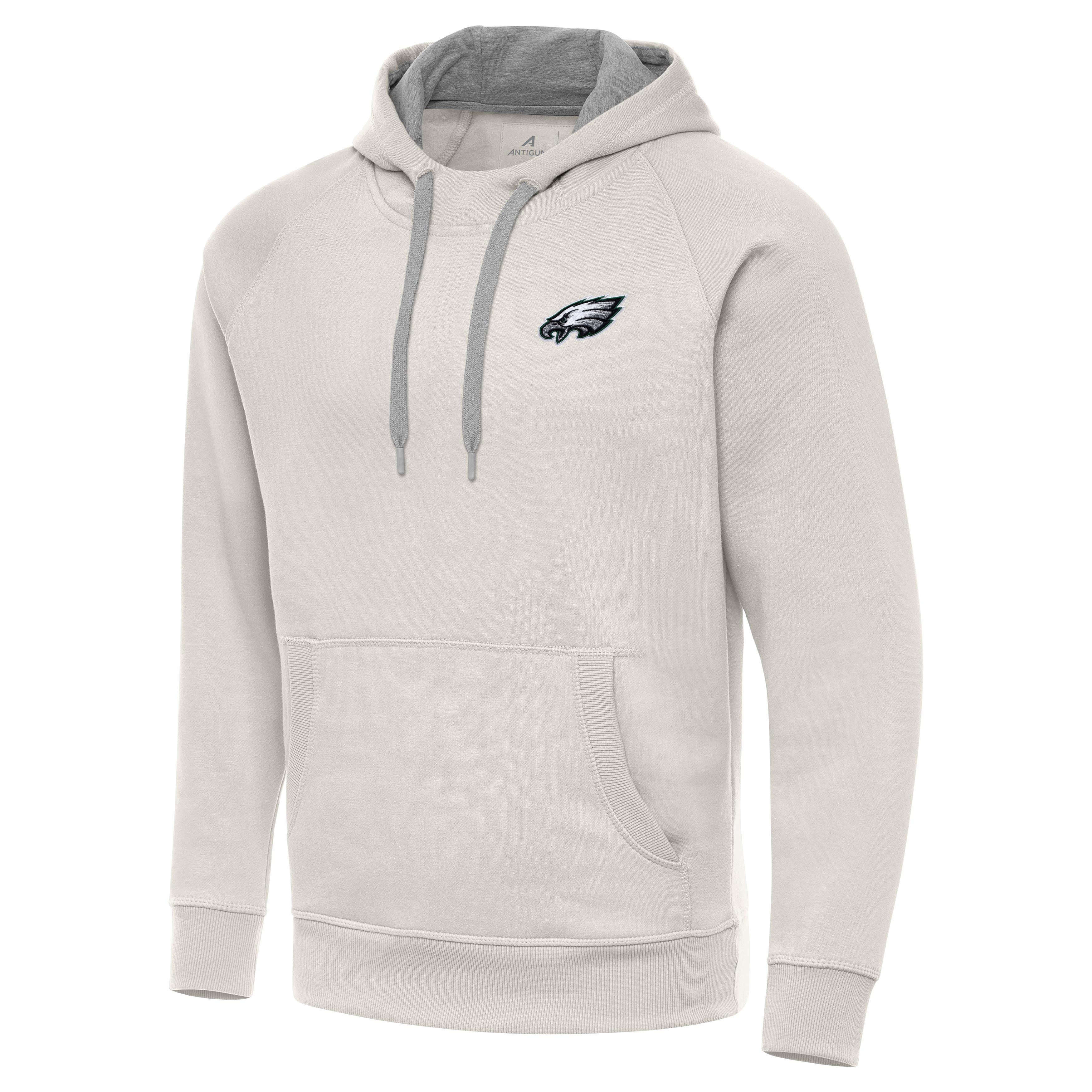 Men's Antigua Cream Philadelphia Eagles Victory Raglan Pullover Hoodie