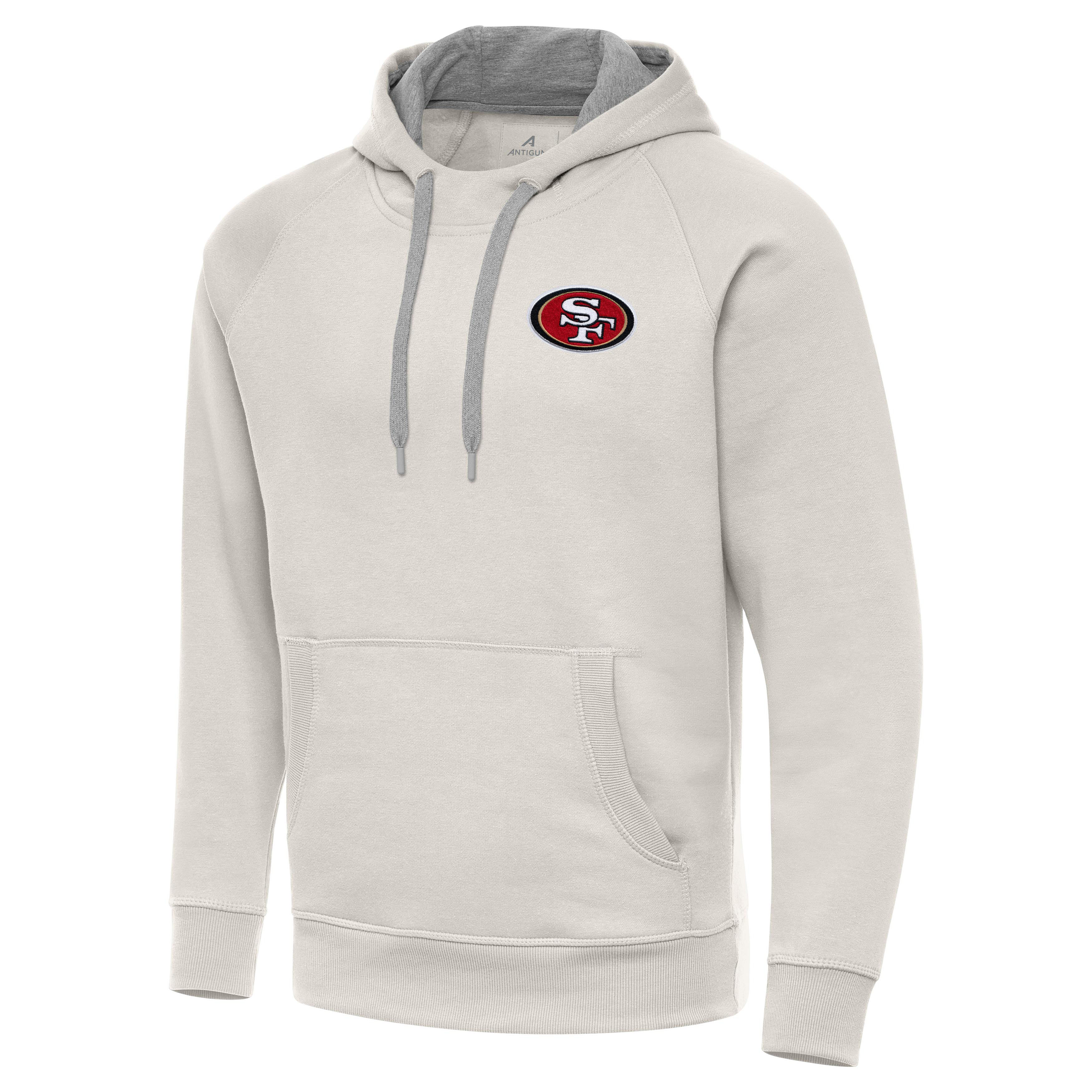 Men's Antigua Cream San Francisco 49ers Victory Raglan Pullover Hoodie
