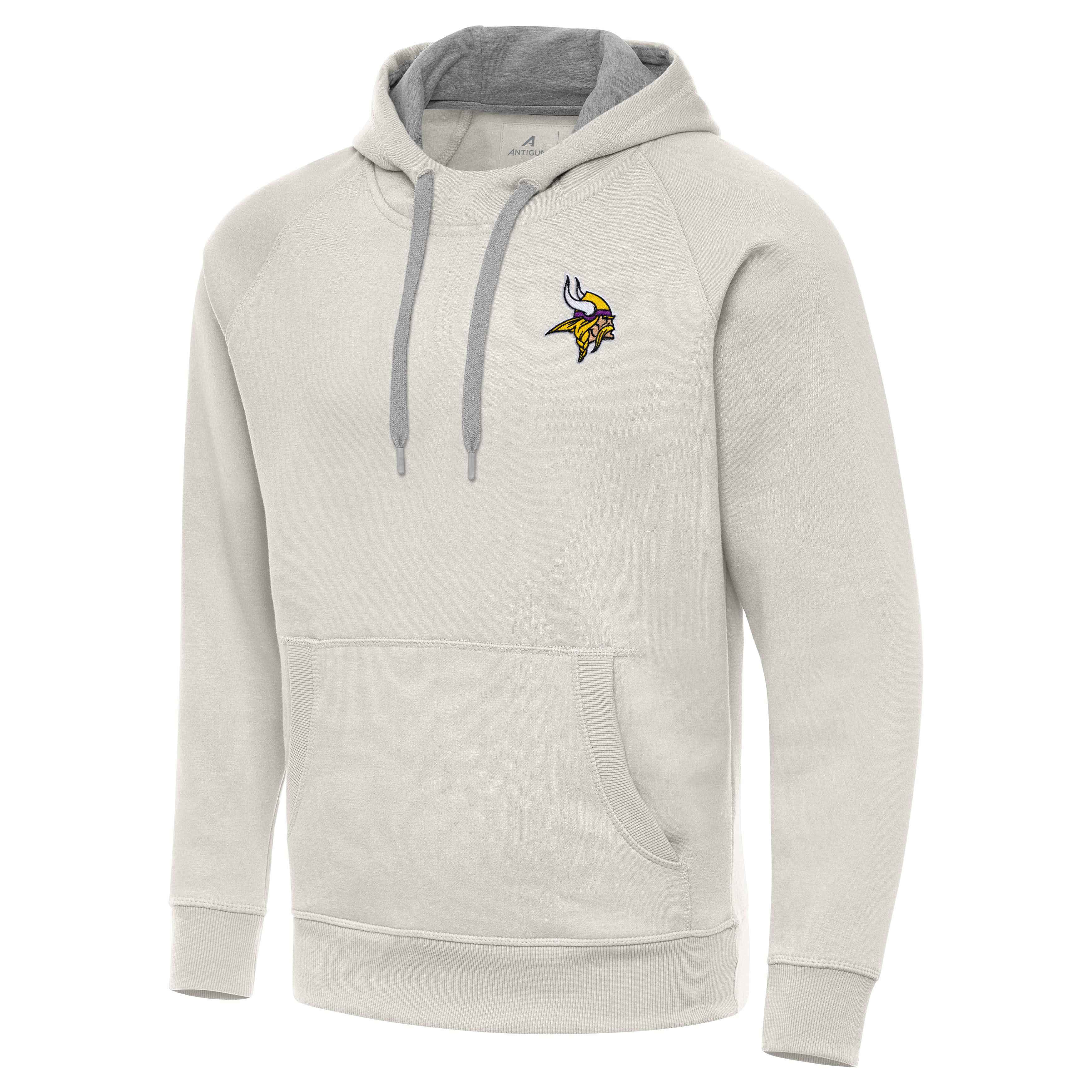 Men's Antigua Cream Minnesota Vikings Victory Raglan Pullover Hoodie