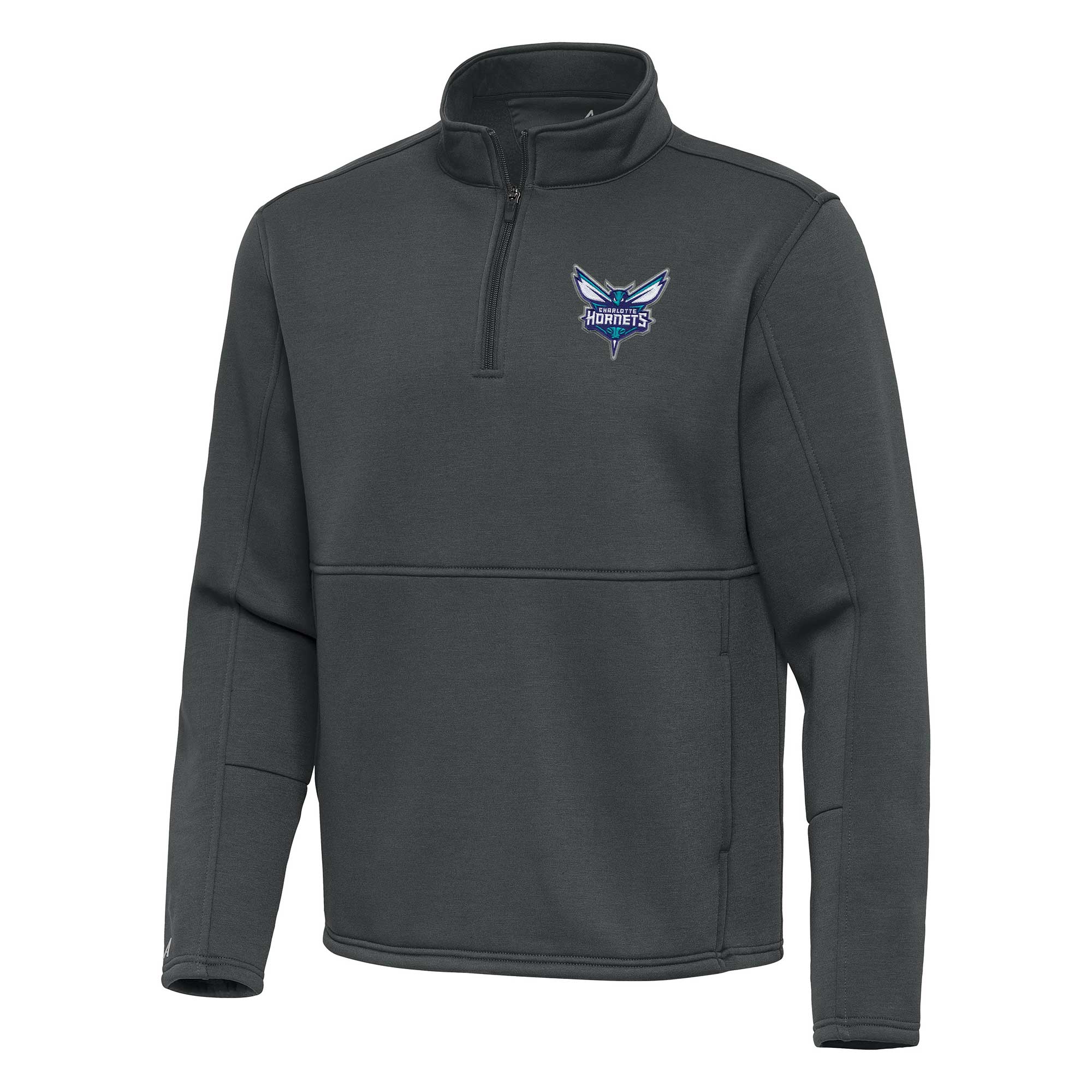 Men's Antigua Pewter Charlotte Hornets Twist Quarter-Zip Pullover Top