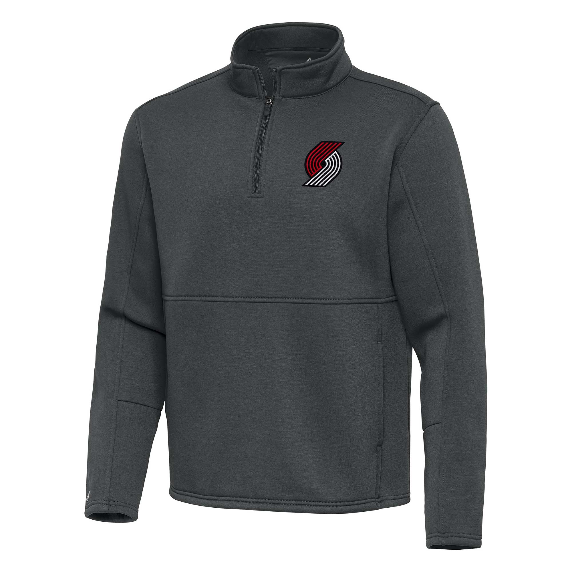 Men's Antigua Pewter Portland Trail Blazers Twist Quarter-Zip Pullover Top