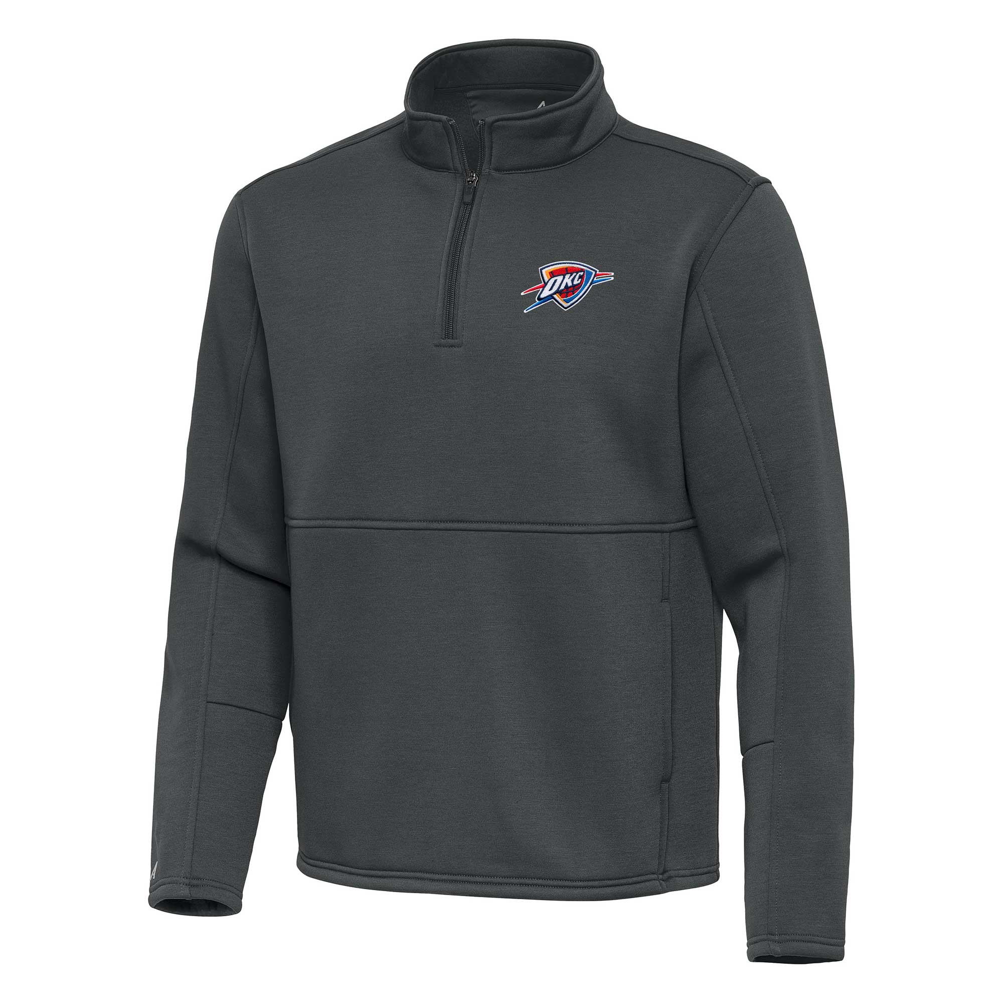 Men's Antigua Pewter Oklahoma City Thunder Twist Quarter-Zip Pullover Top