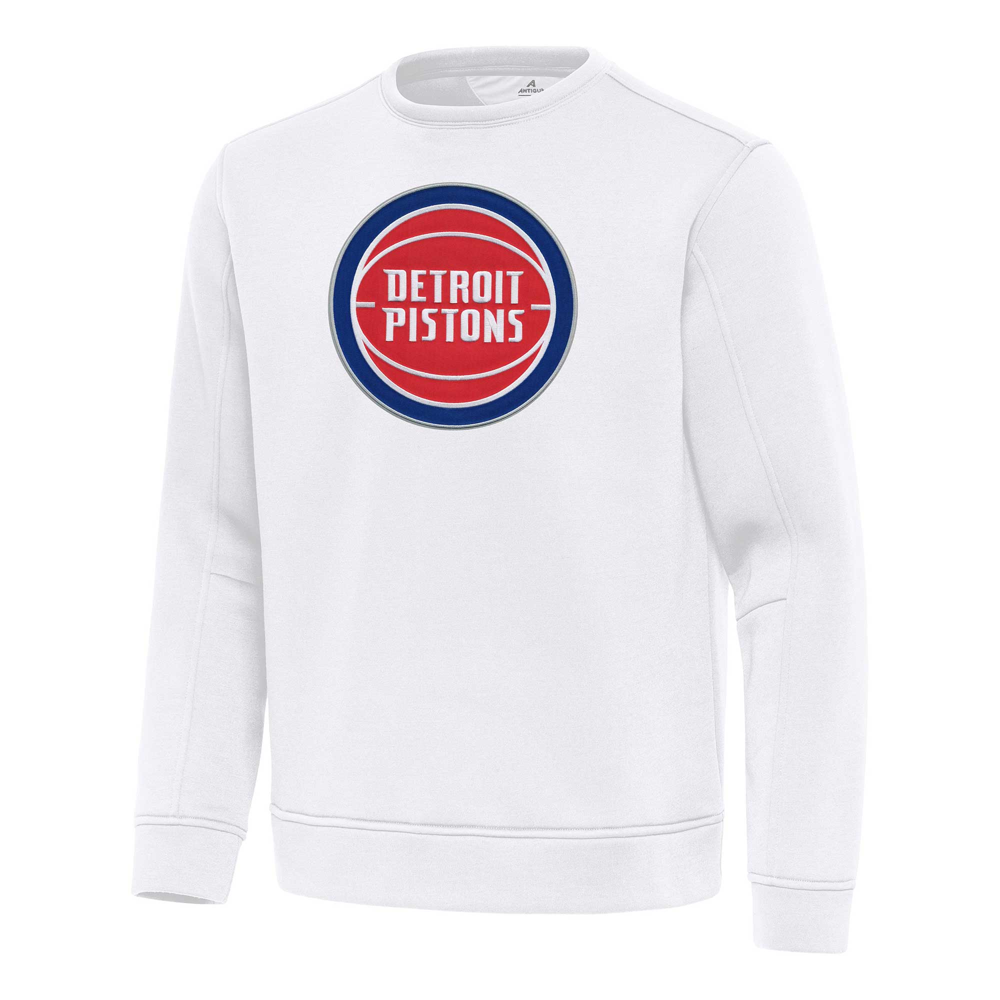 Men's Antigua White Detroit Pistons Relevant Pullover Sweatshirt