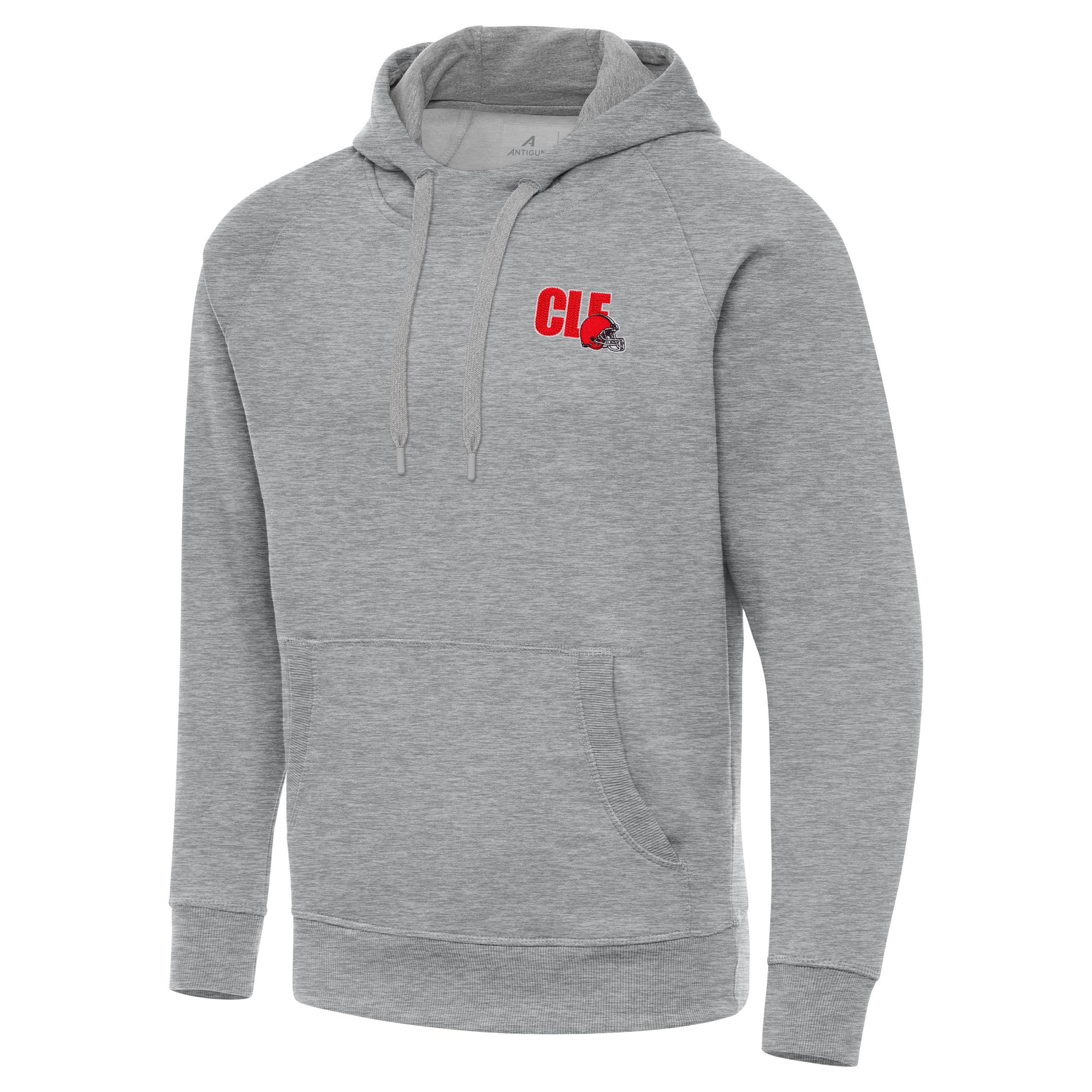 Men's Antigua Heather Gray Cleveland Browns Victory Pullover Hoodie