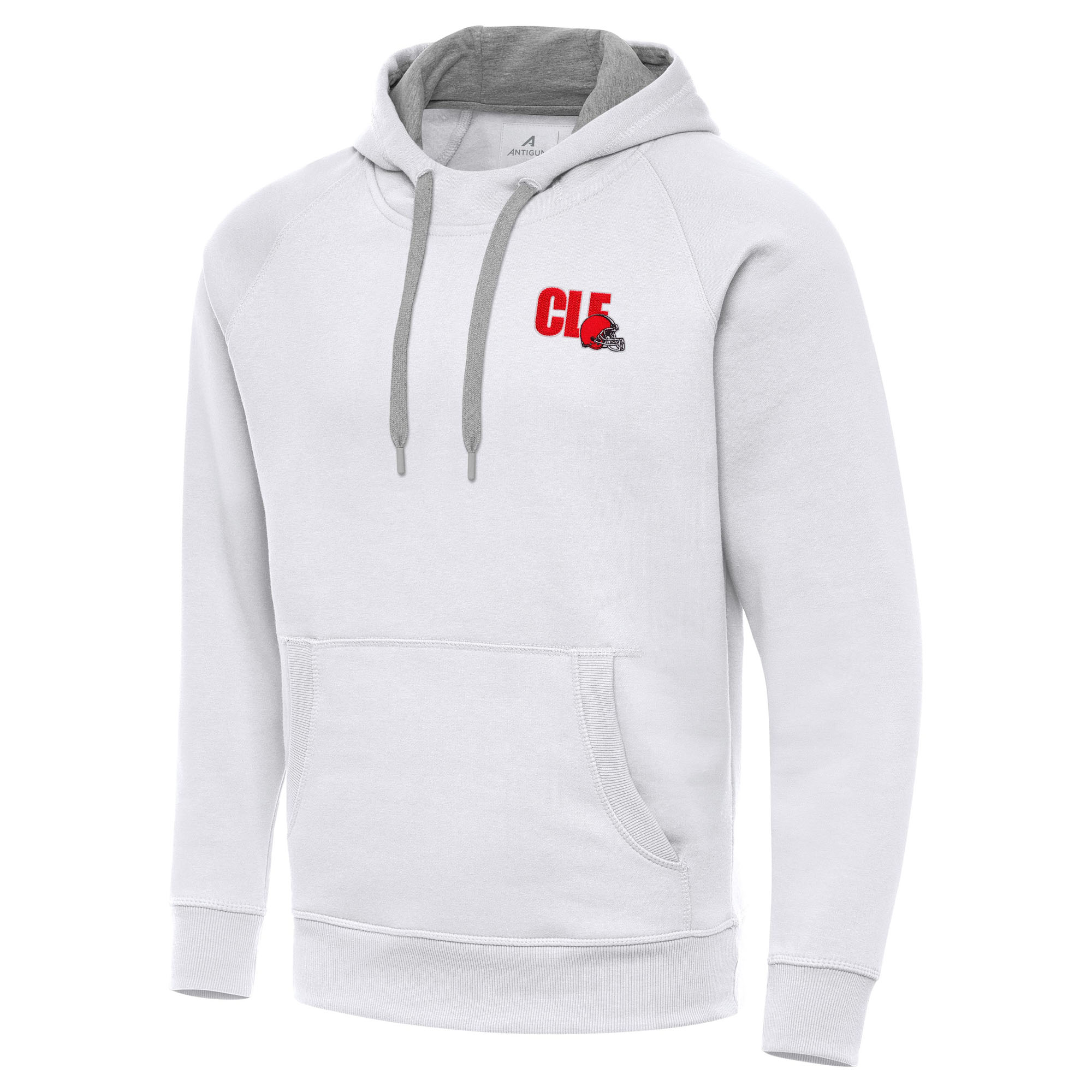 Men's Antigua White Cleveland Browns Victory Pullover Hoodie