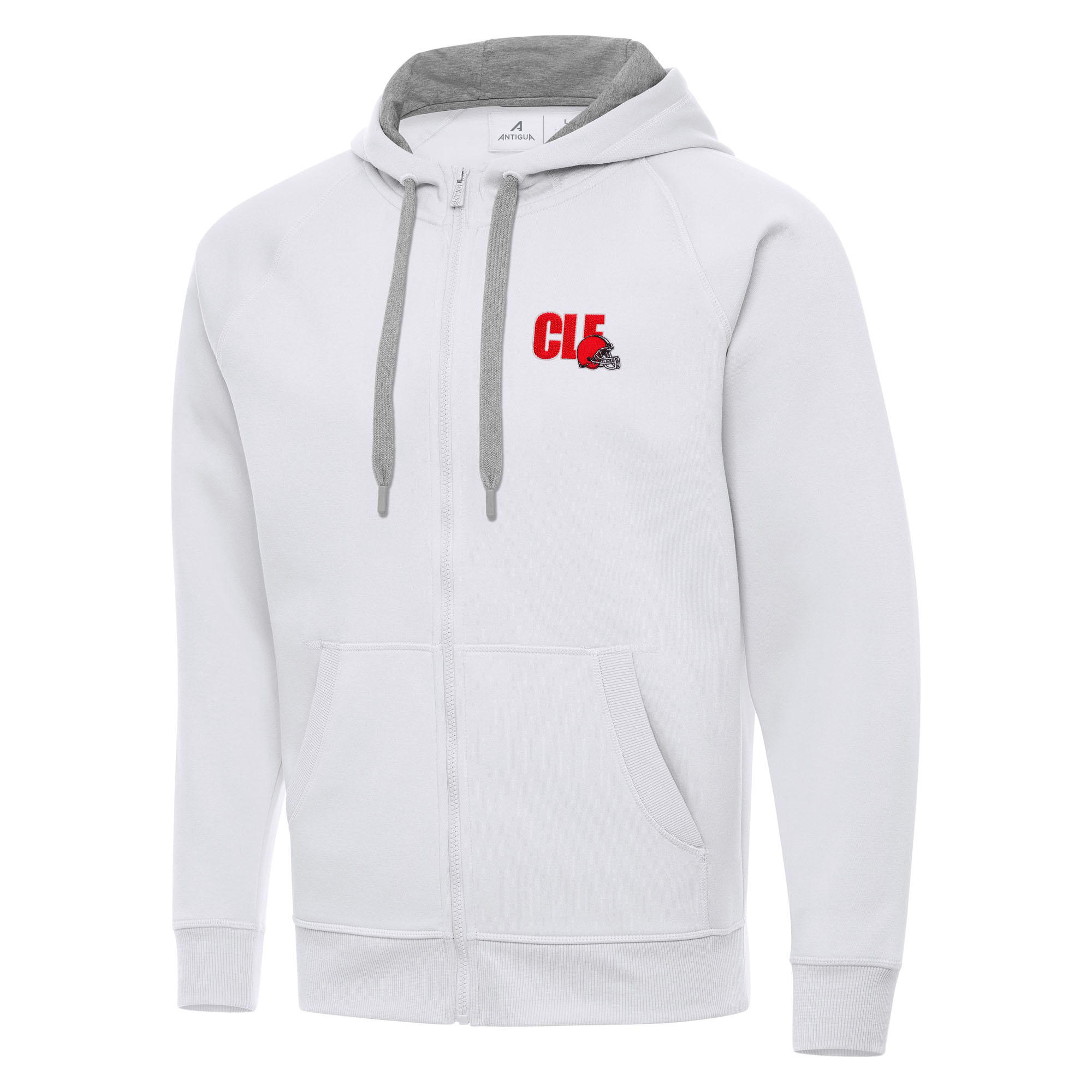 Men's Antigua White Cleveland Browns Victory Full-Zip Hoodie